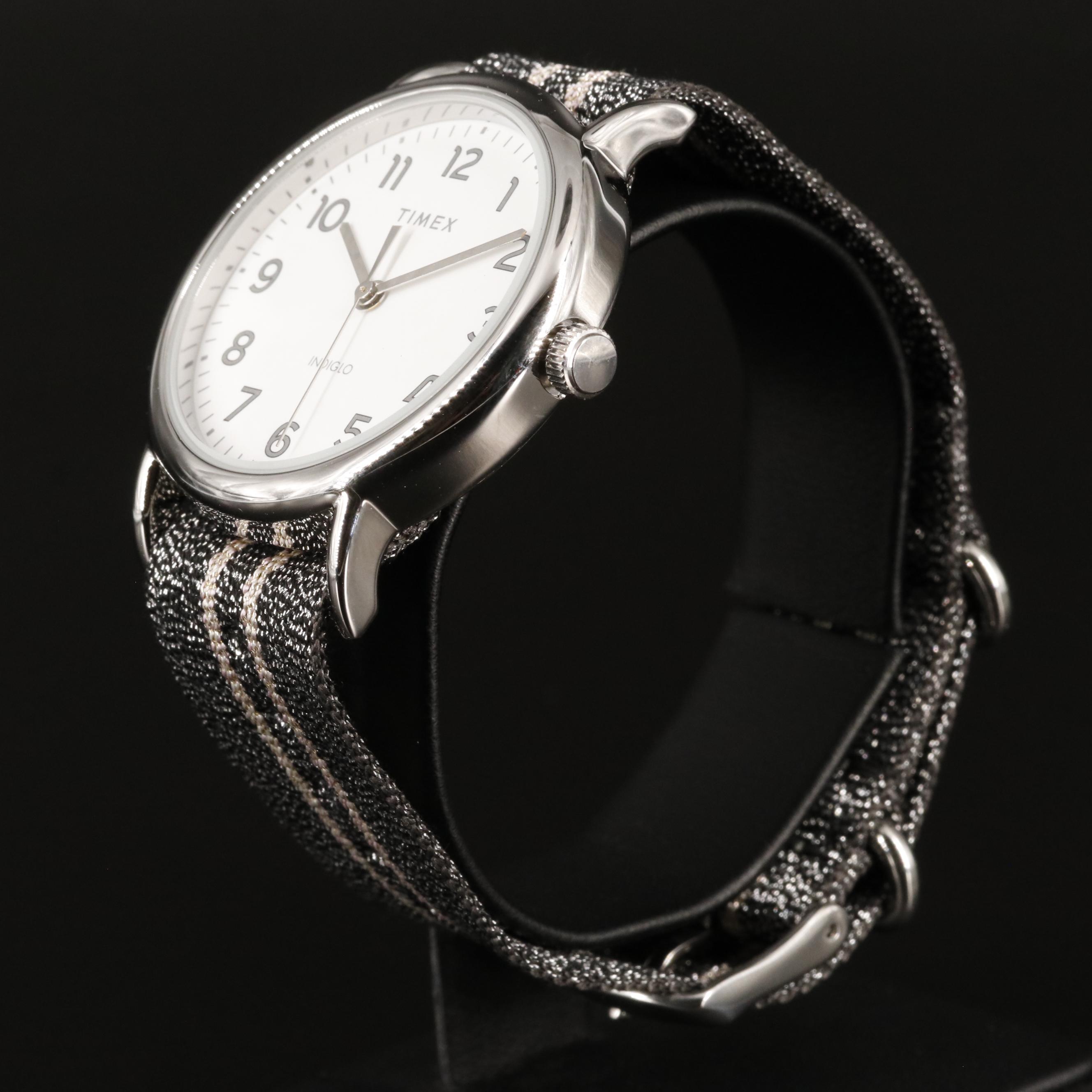 Timex Weekender Quartz Watch with Metallic Fabric Strap