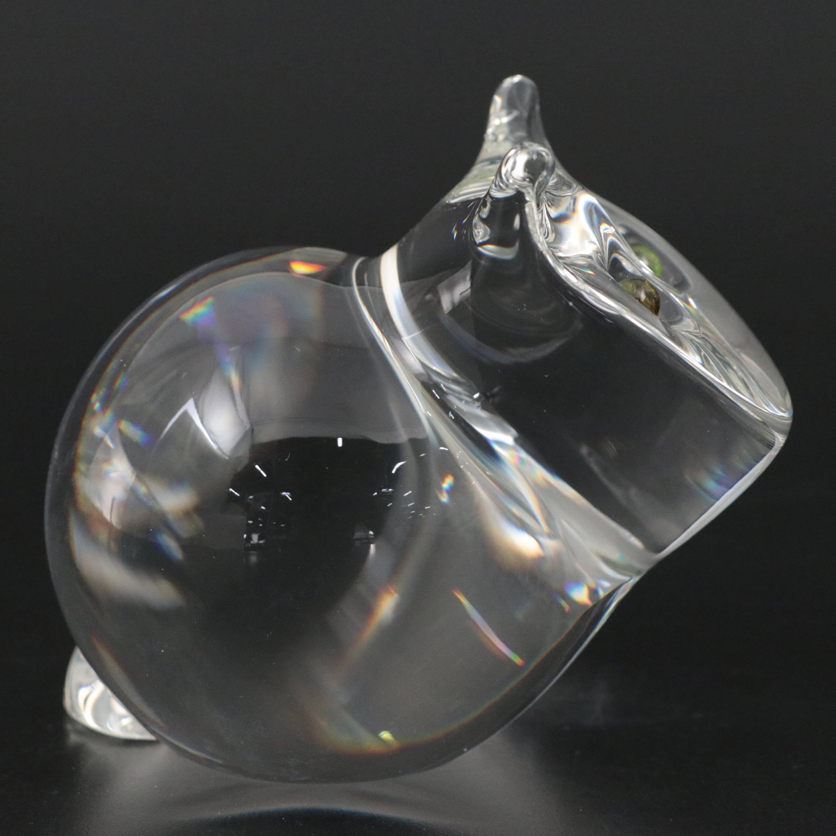 Steuben Art Glass Cat Paperweight