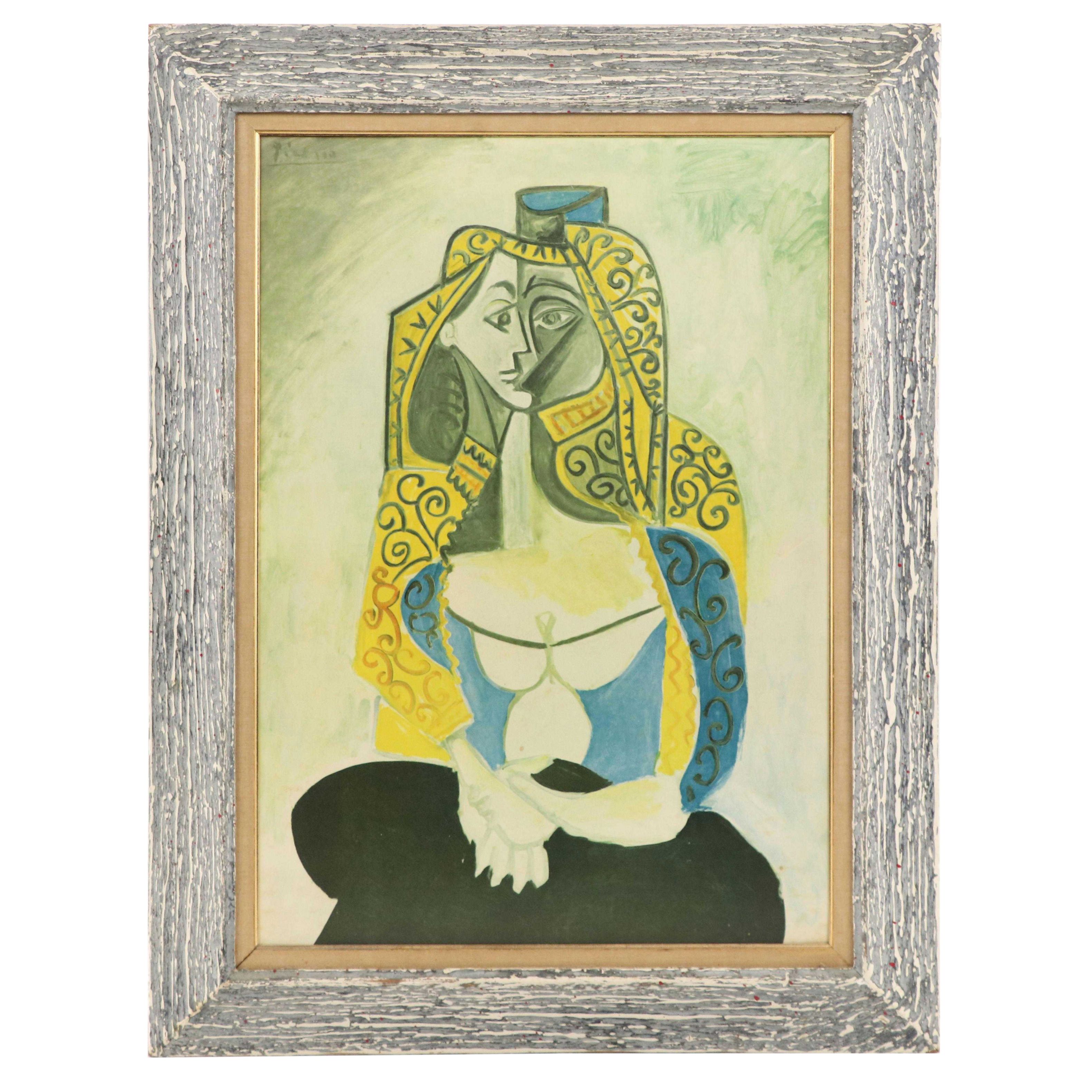 Color Rotogravure After Picasso "Jacqueline au Costume Turc," Mid-20th Century