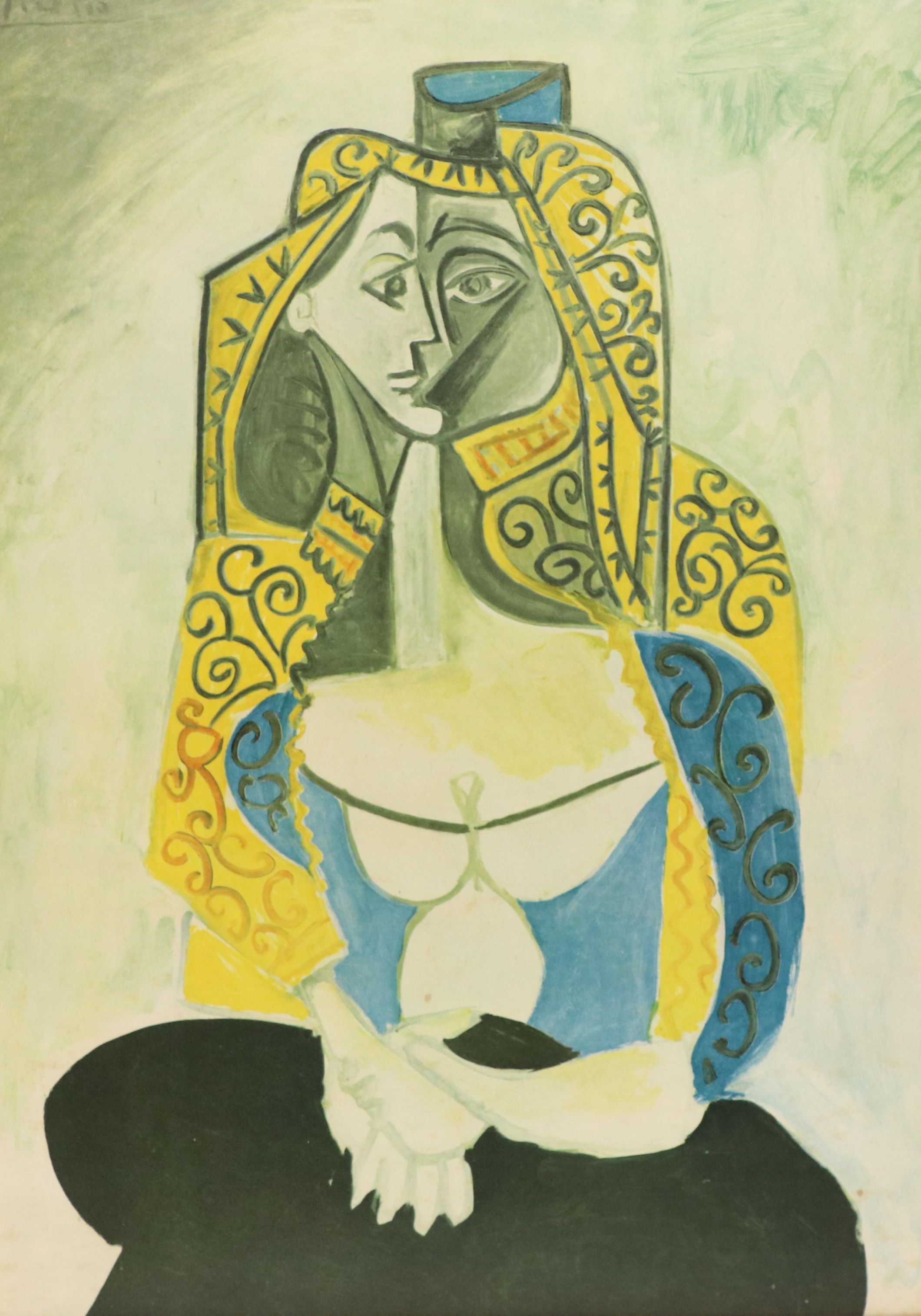 Color Rotogravure After Picasso "Jacqueline au Costume Turc," Mid-20th Century