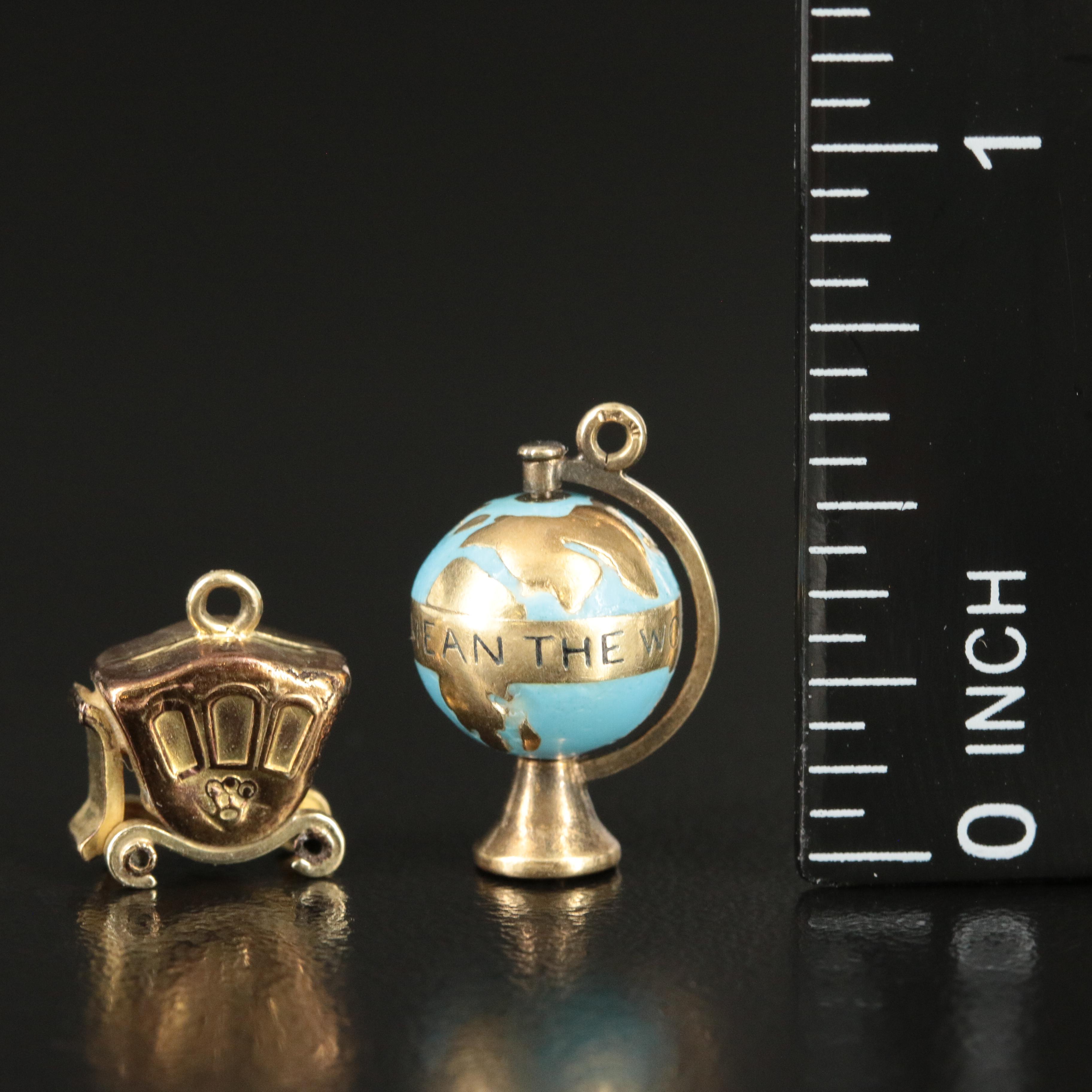 Selection of  Enamel Charms Including Vintage 14K Cartier Owl