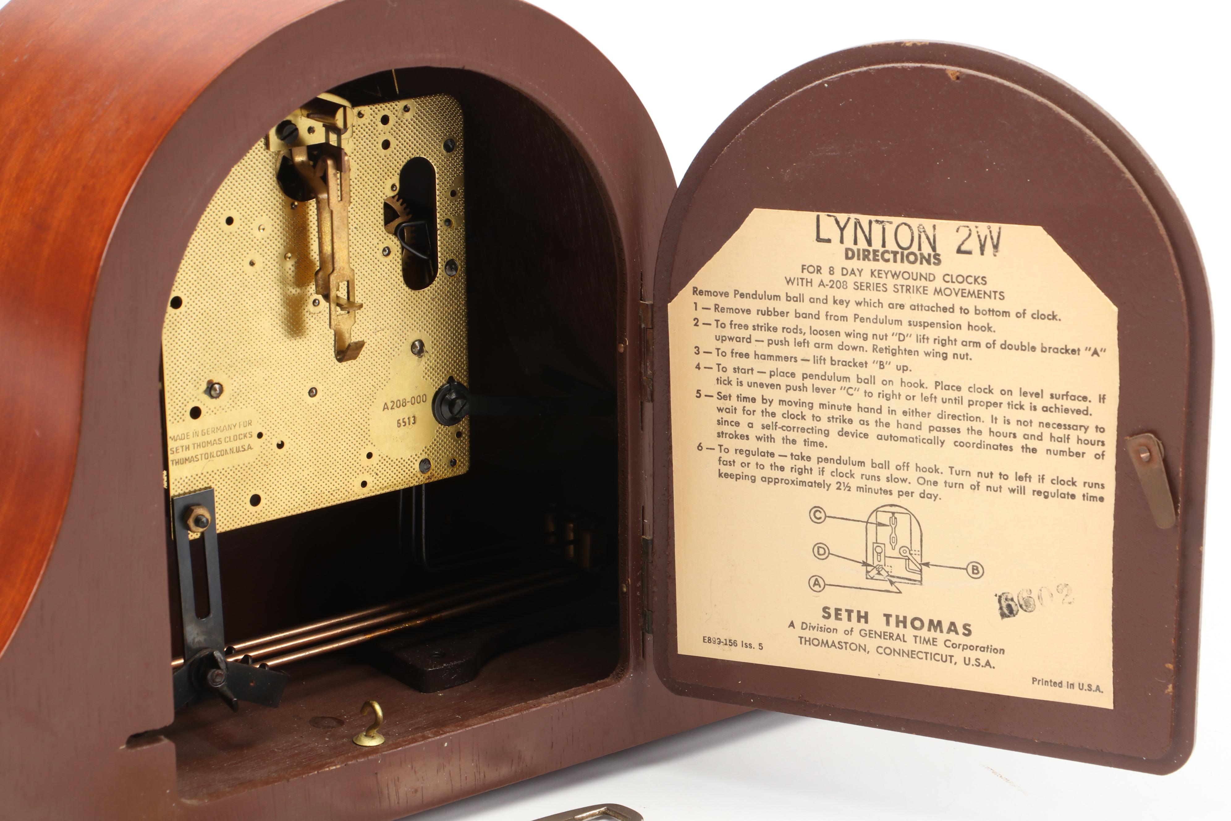 Seth Thomas "Lynton" Mahogany Tambour Mantel Clock, Mid20th C. EBTH