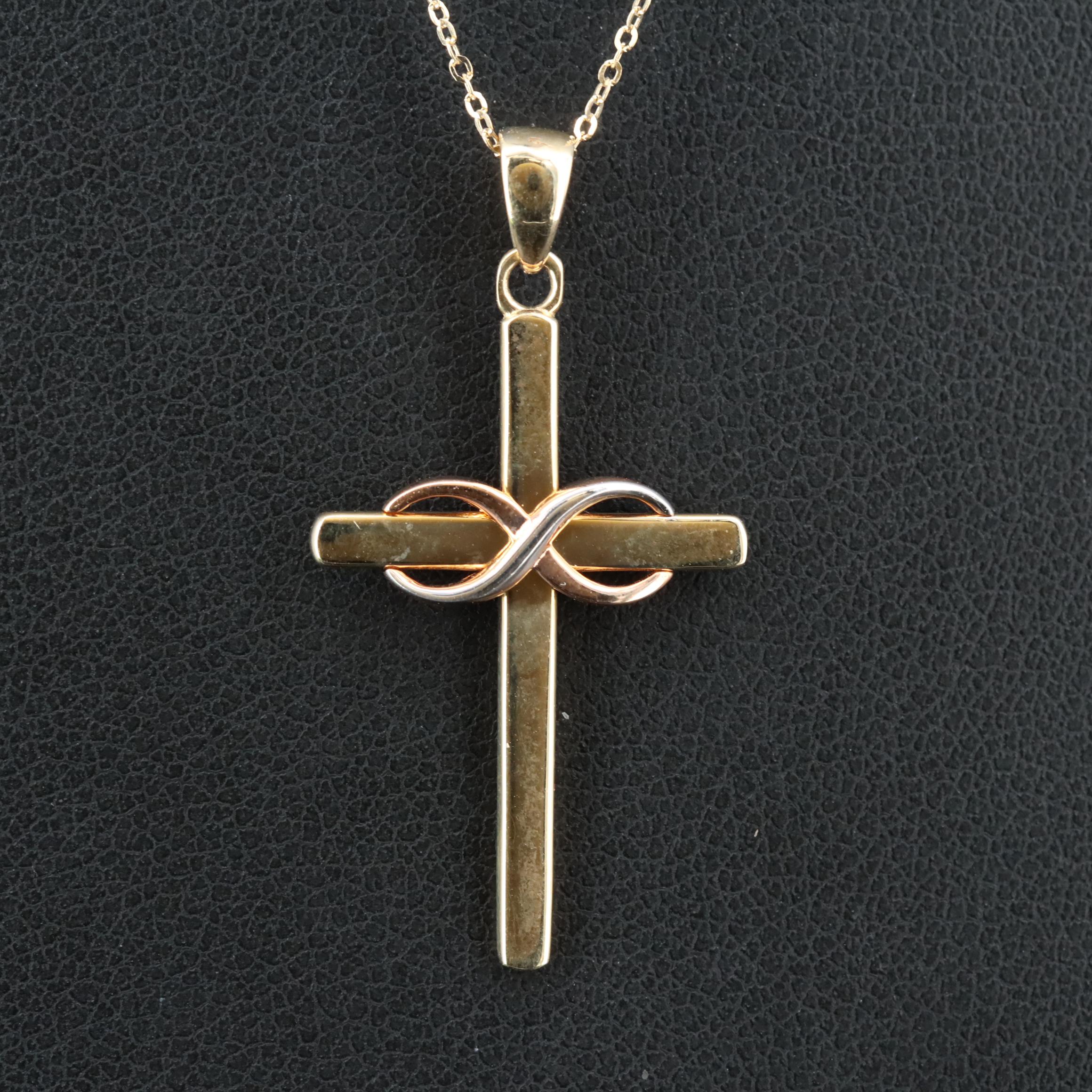 14K Infinity Cross Pendant Necklace