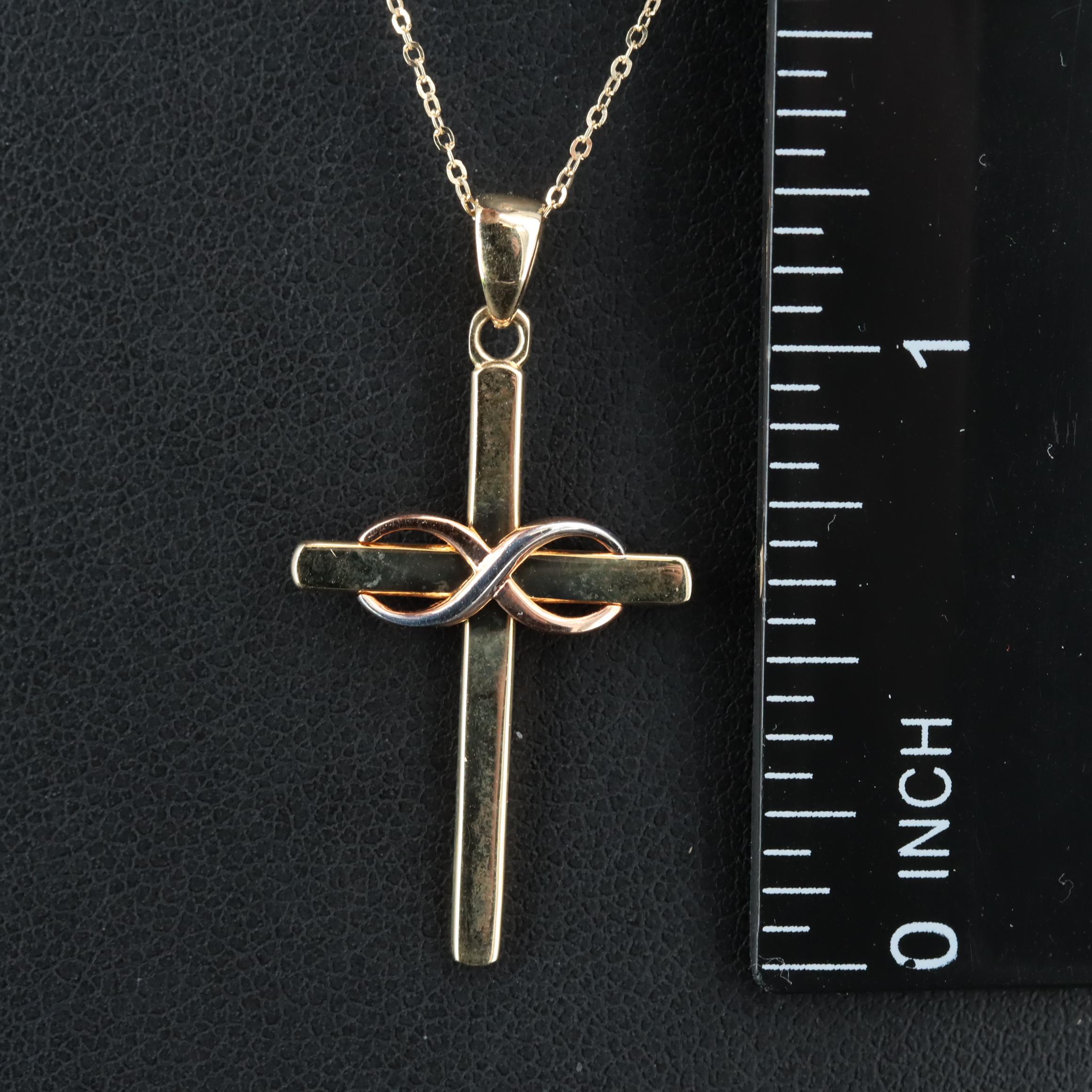 14K Infinity Cross Pendant Necklace
