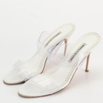Manolo Blahnik Scolto Sandals in Leather with Clear PVC Bands