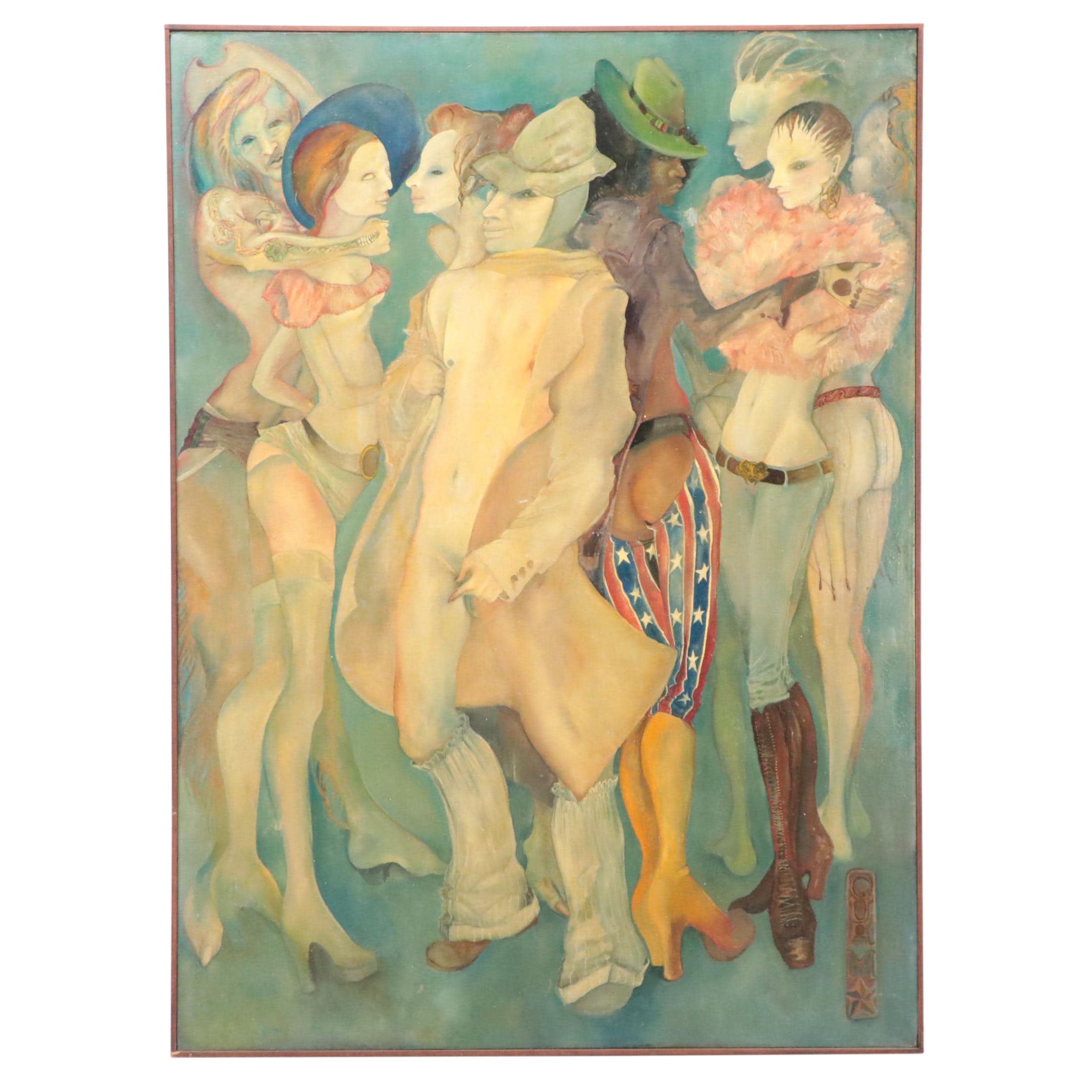Mylo Quam Oil Painting of Stylized Theatrical Figures