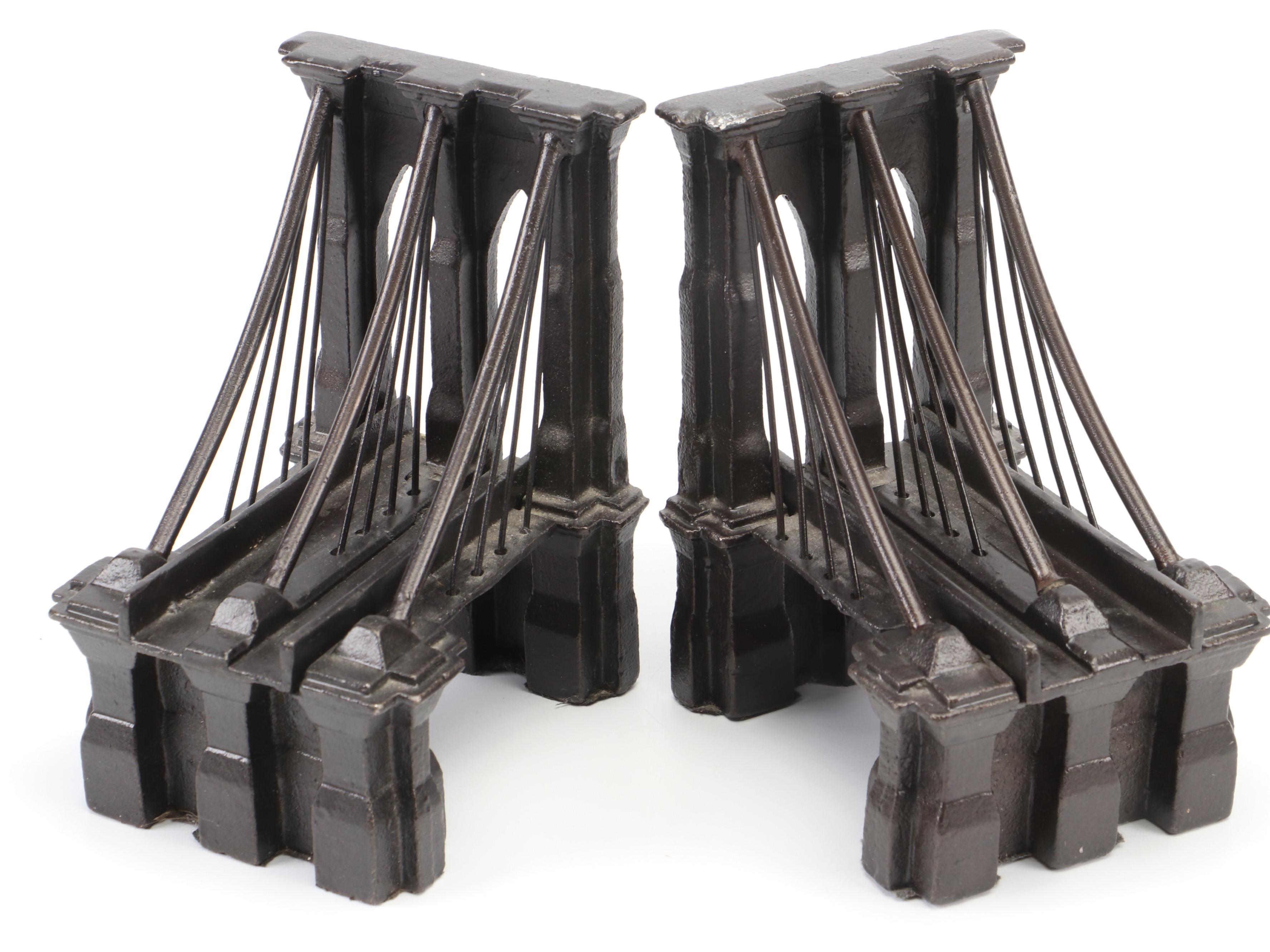 Restoration Hardware Industrial Style Brooklyn Bridge Cast Iron Bookends