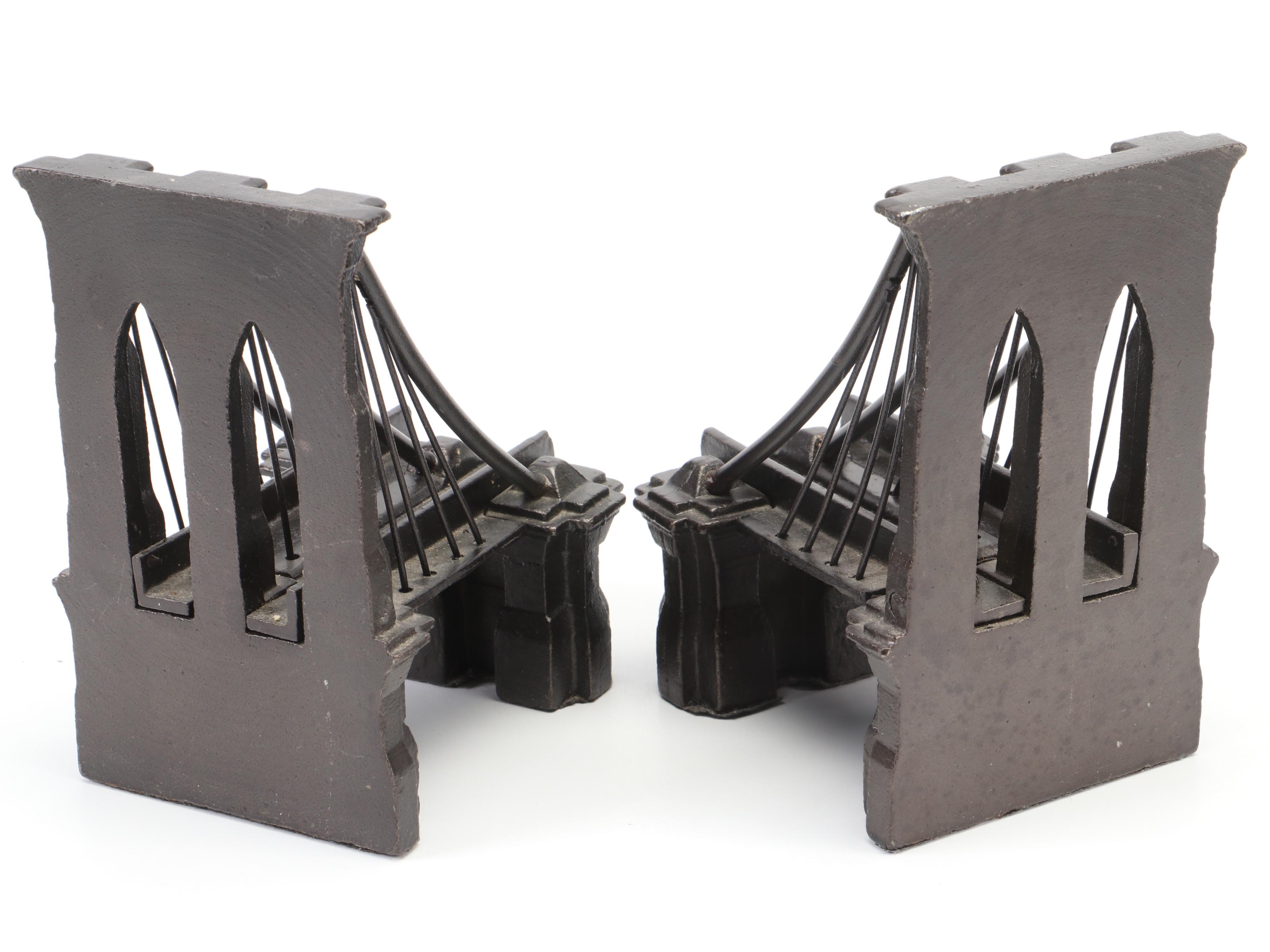 Restoration Hardware Industrial Style Brooklyn Bridge Cast Iron Bookends