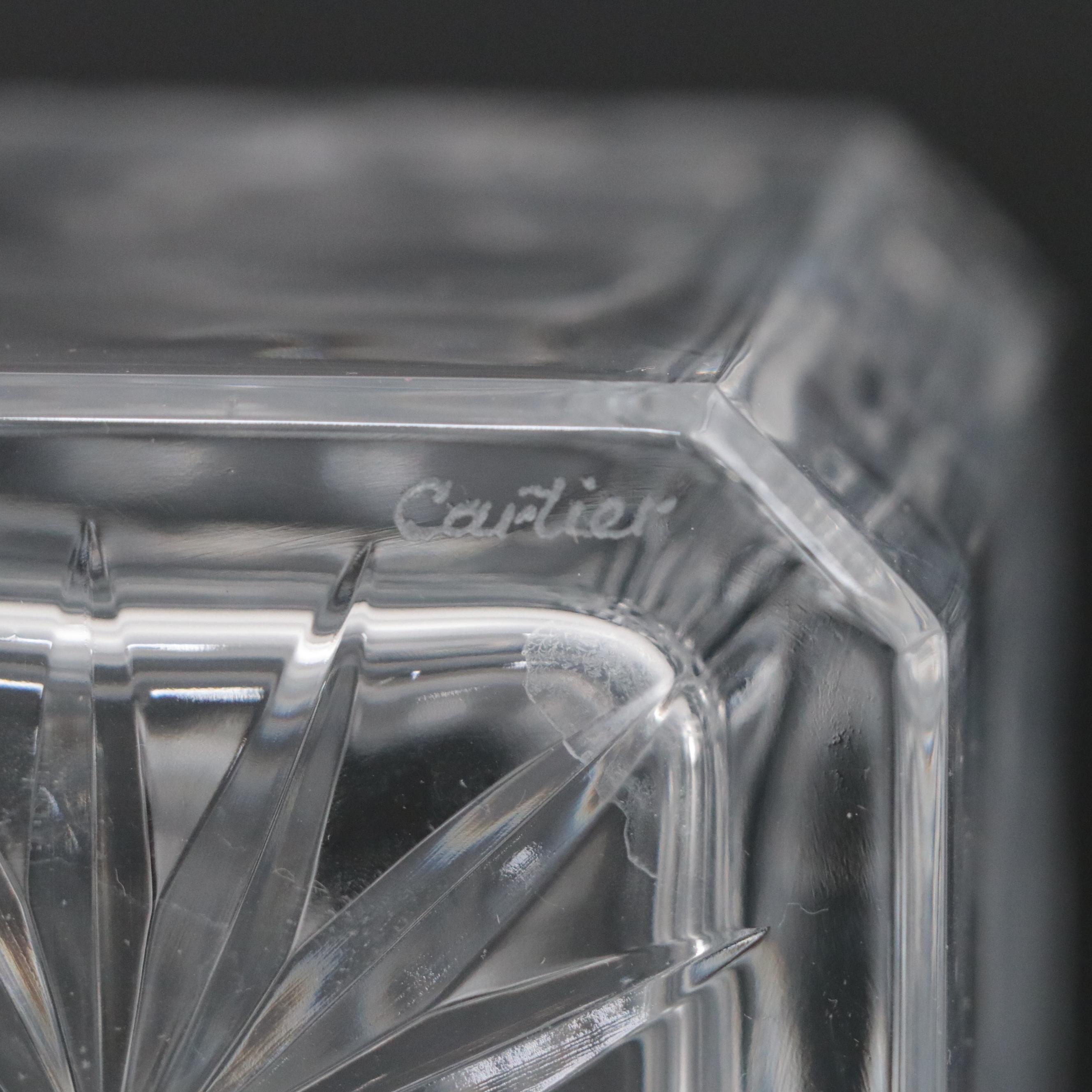 Cartier Crystal Decanters with Italian-Made Burgundy Leather and Brass Tantalus