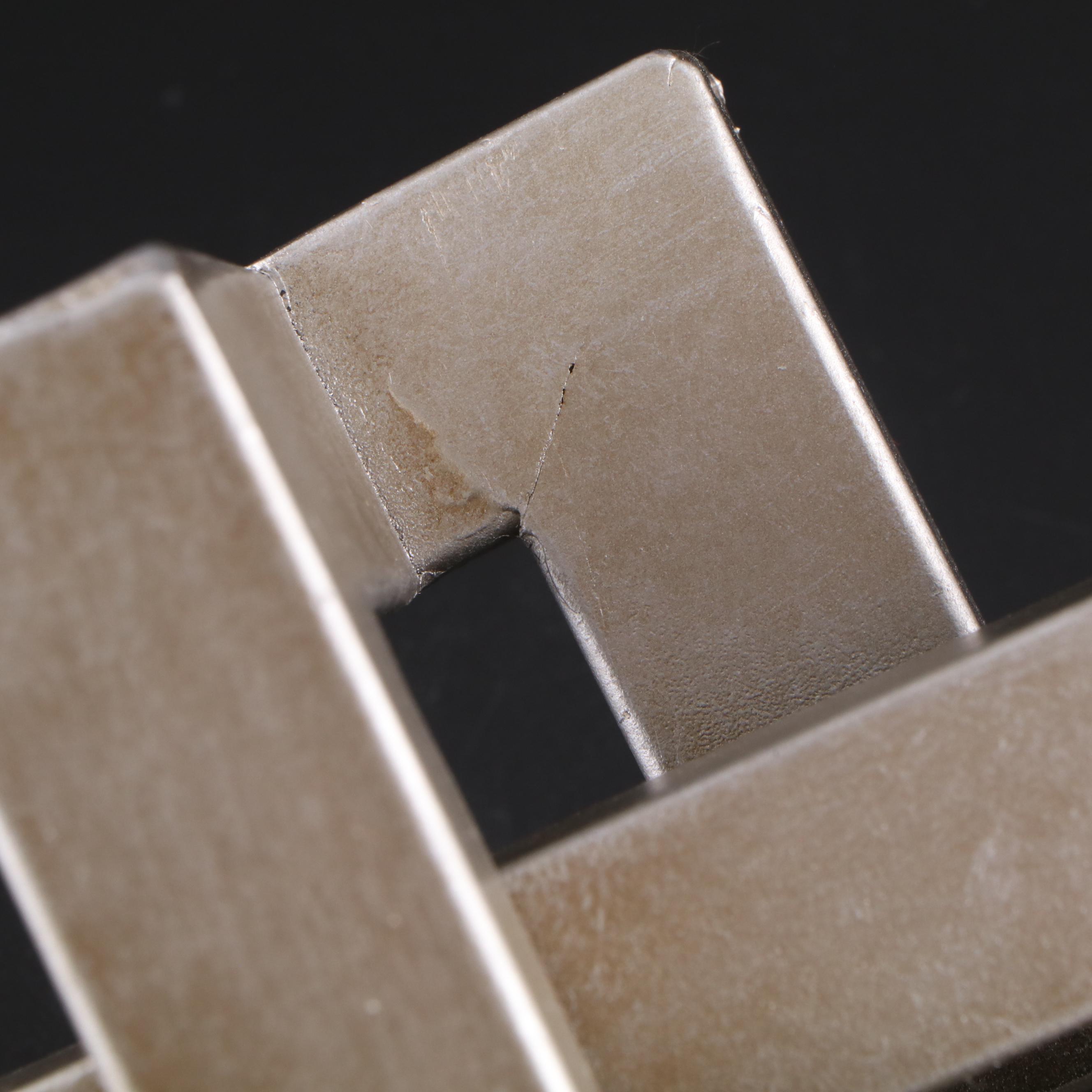 Murano Style Striped Pattern Glass Vase with Abstract Metal Sculpture