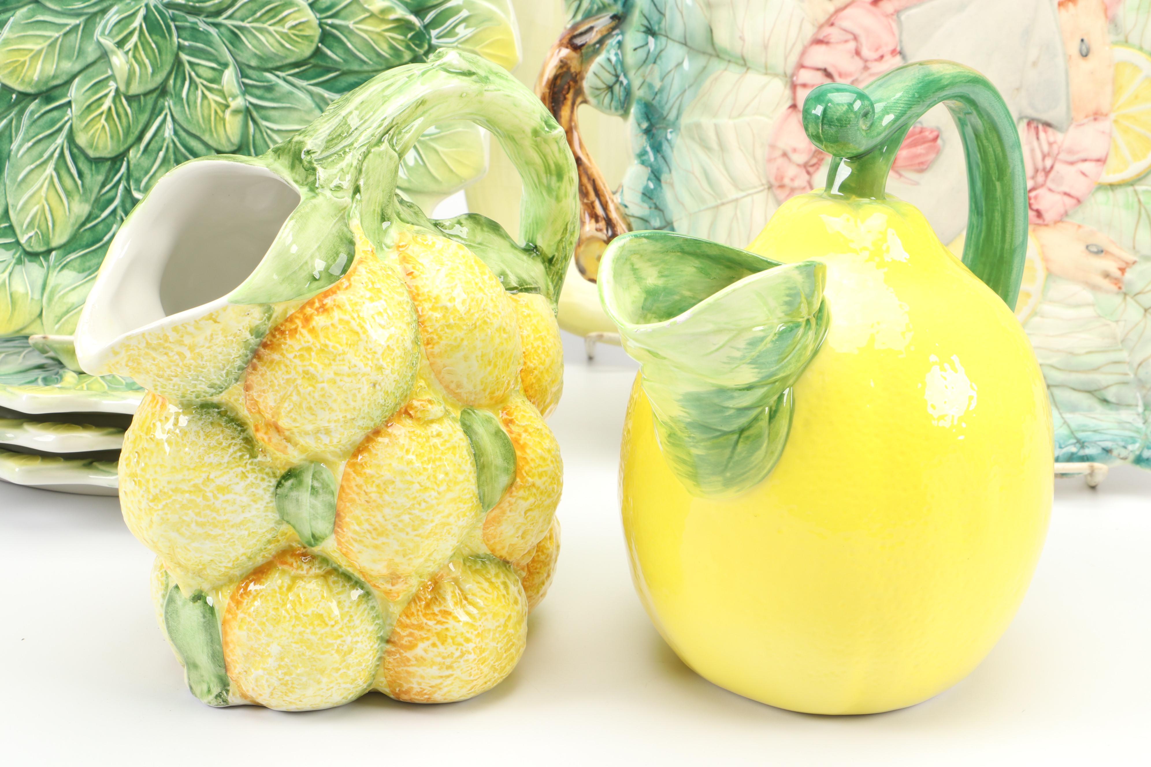 Spanish Goodfriend Majolica Seafood Platter with Other Food Shaped Serveware