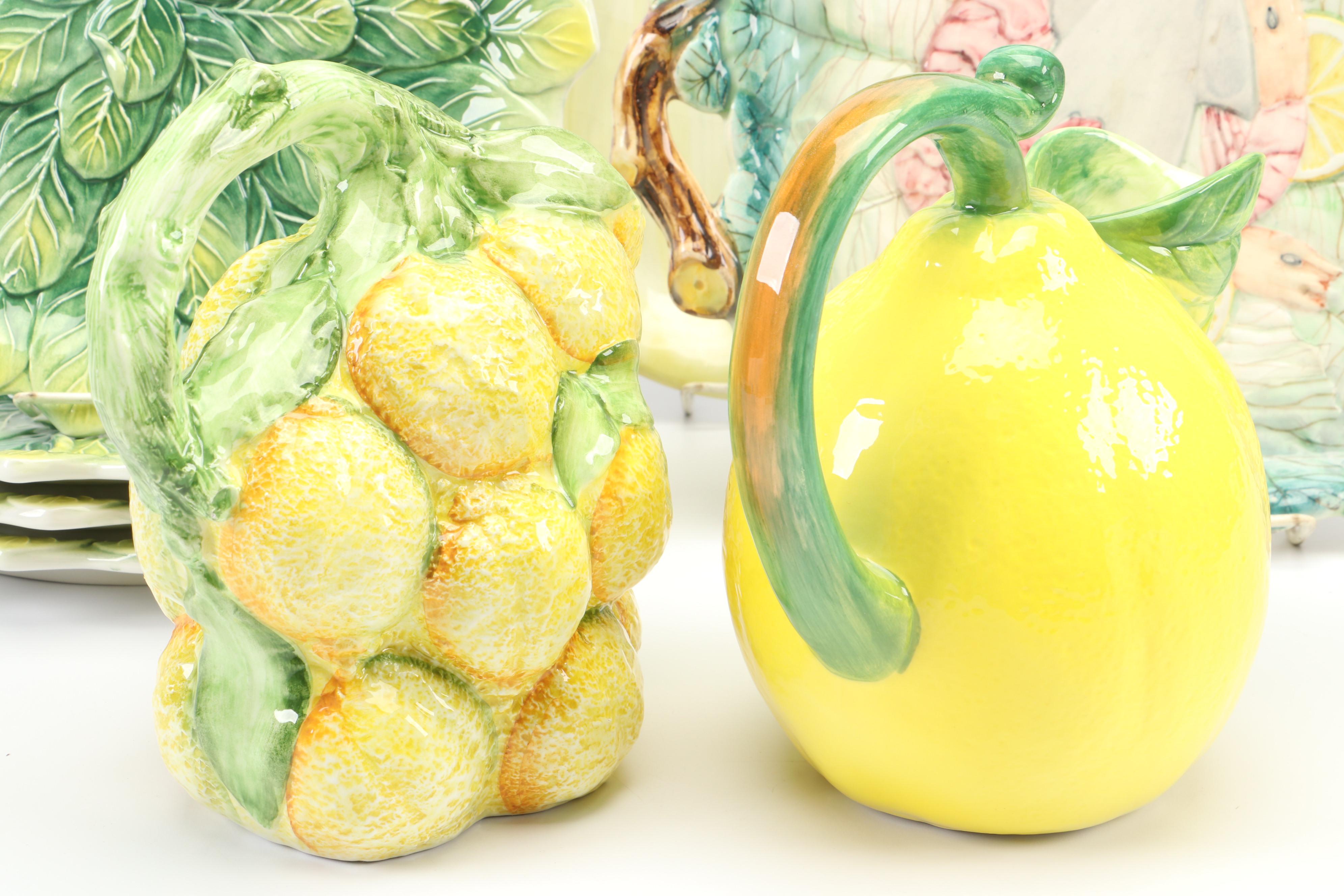 Spanish Goodfriend Majolica Seafood Platter with Other Food Shaped Serveware