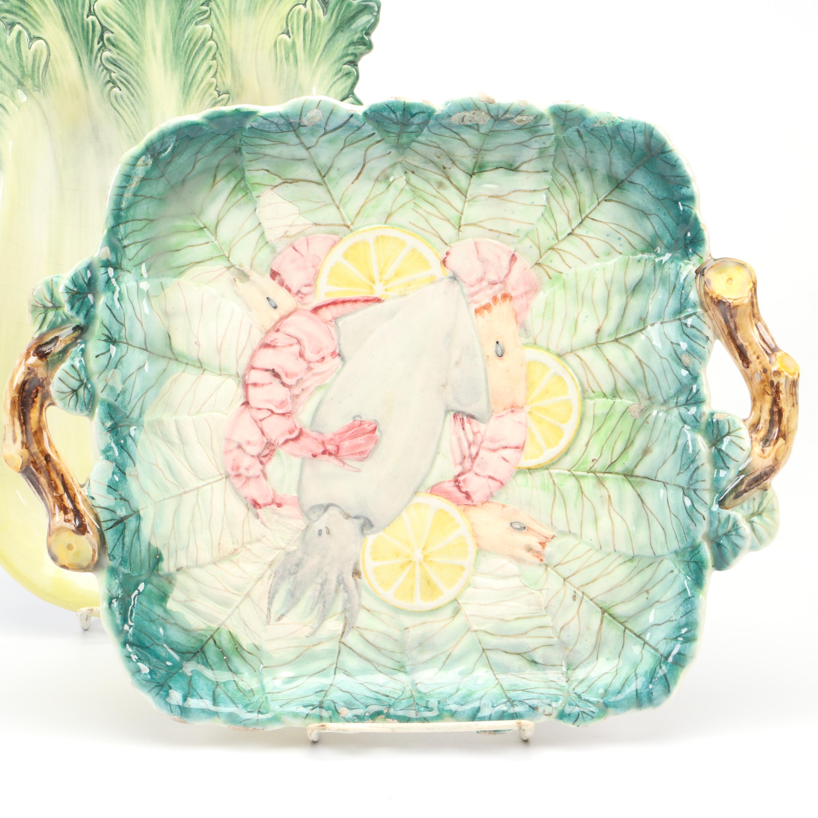 Spanish Goodfriend Majolica Seafood Platter with Other Food Shaped Serveware