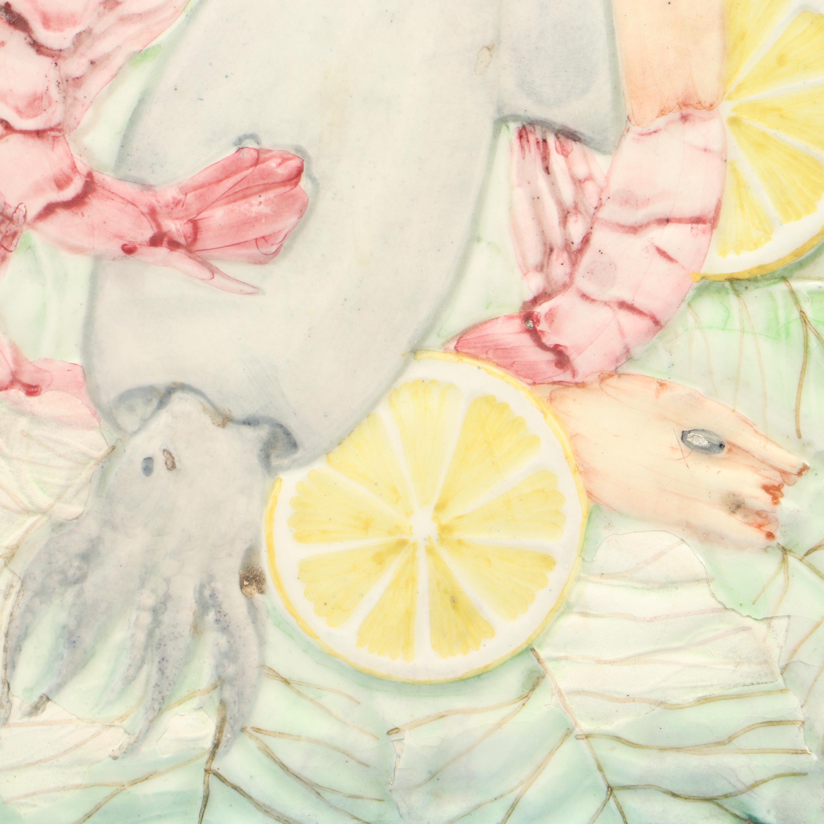 Spanish Goodfriend Majolica Seafood Platter with Other Food Shaped Serveware