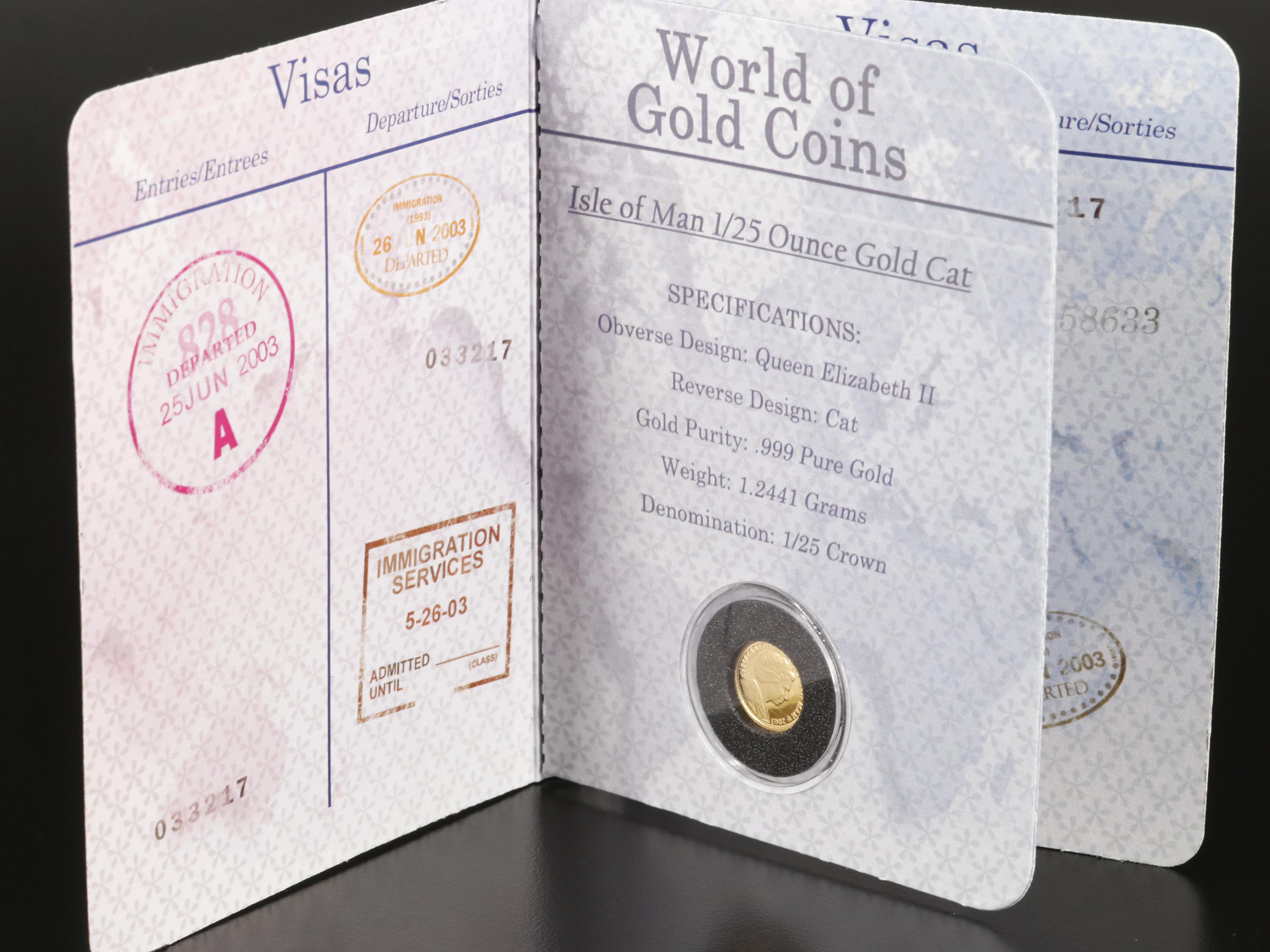 2003 Isle of Man 1/25th Oz. Gold Cat Coin