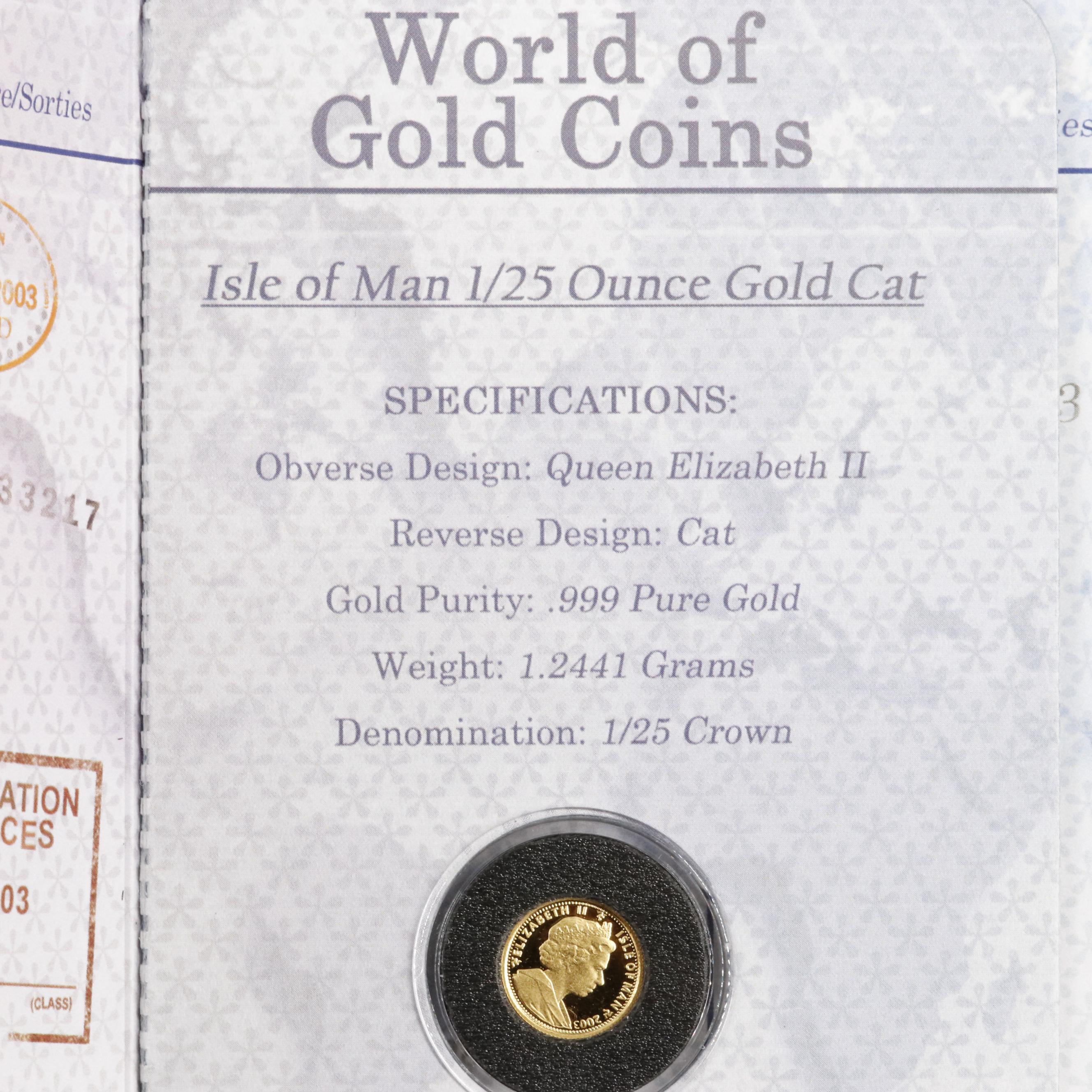 2003 Isle of Man 1/25th Oz. Gold Cat Coin