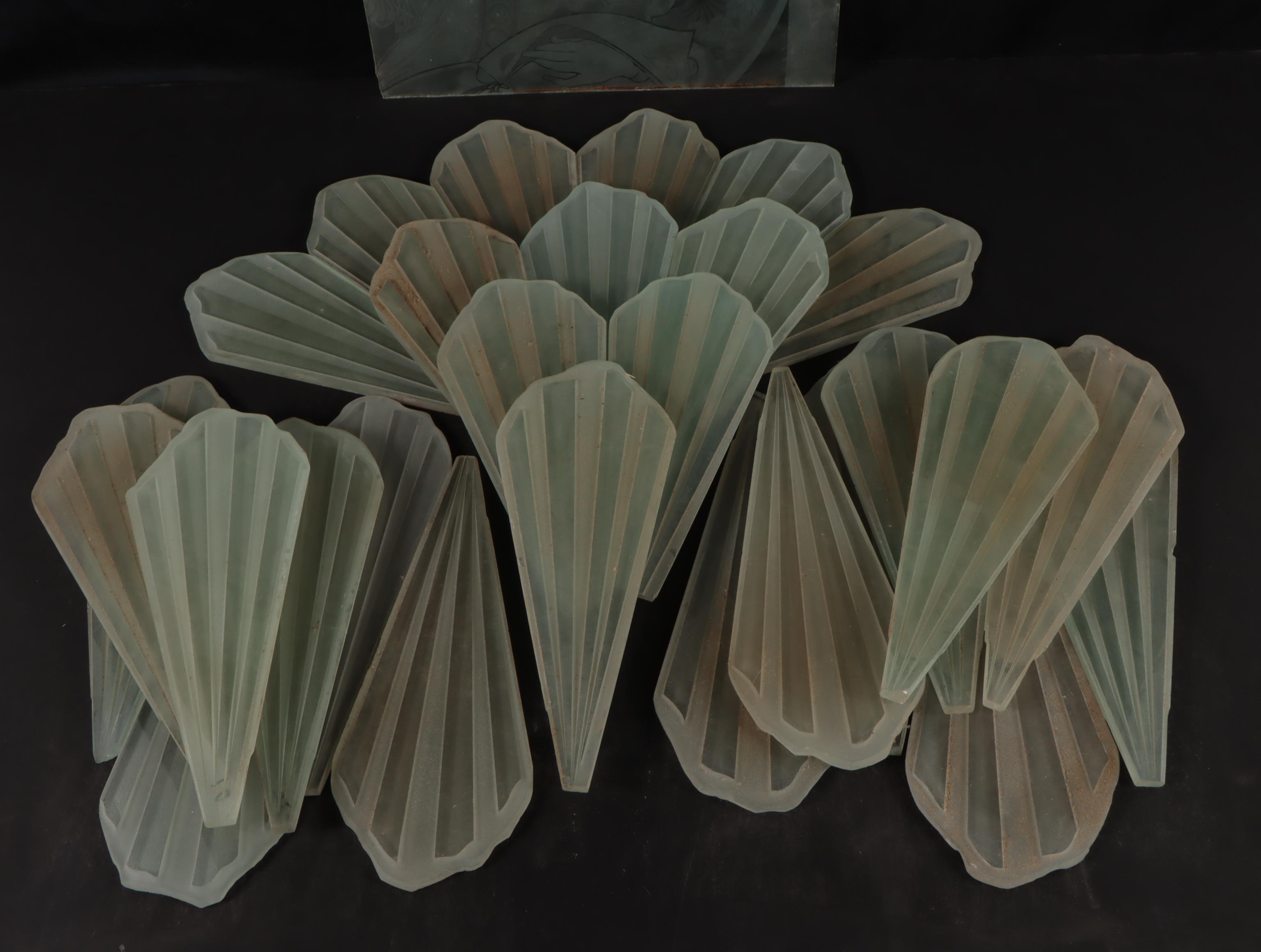 Art Nouveau Style Etched Glass Pane with Floral Motif Glass Tile and More