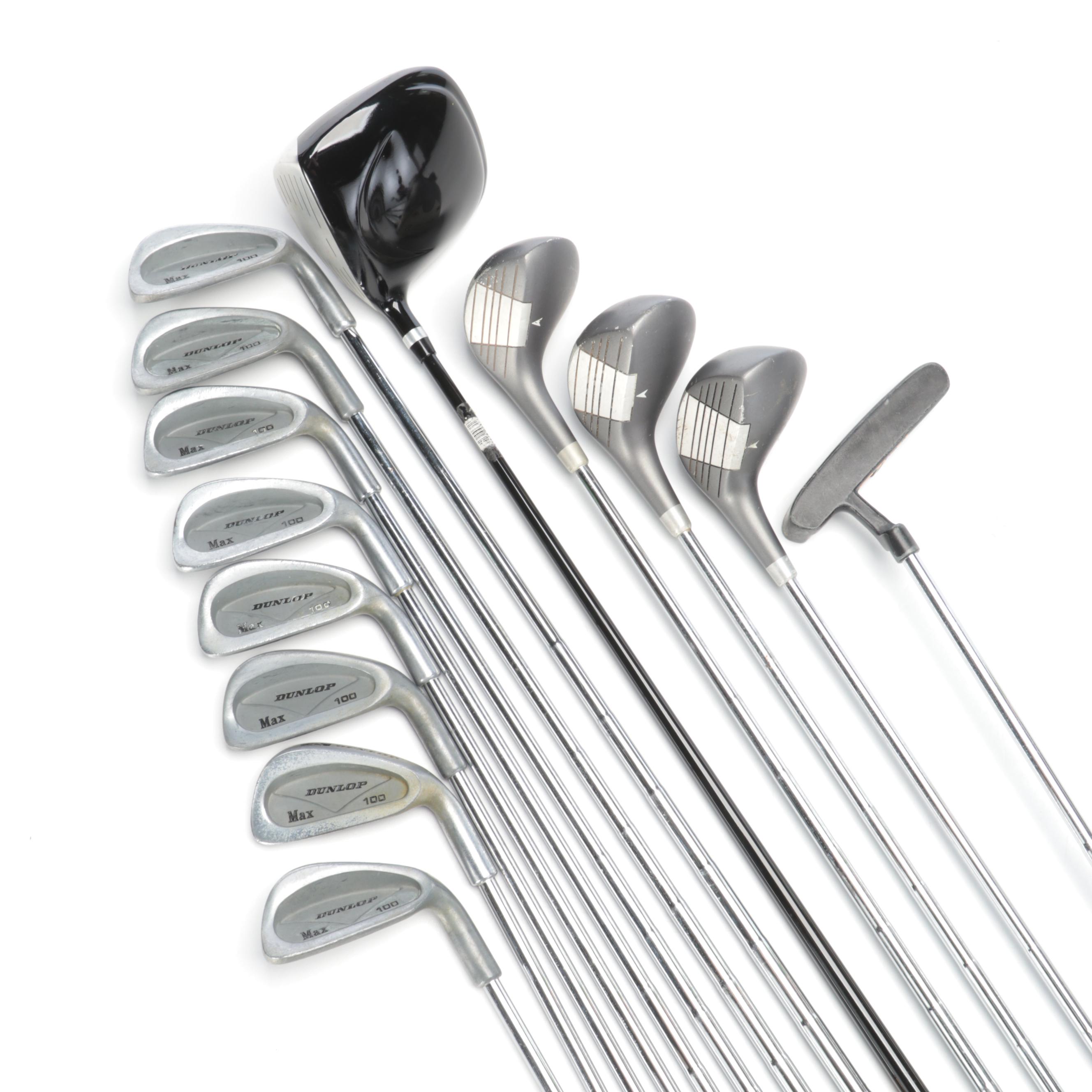 Orbit Golf Bag With Dunlop Max Golf Clubs, Drivers and Big Mo Titanium Driver