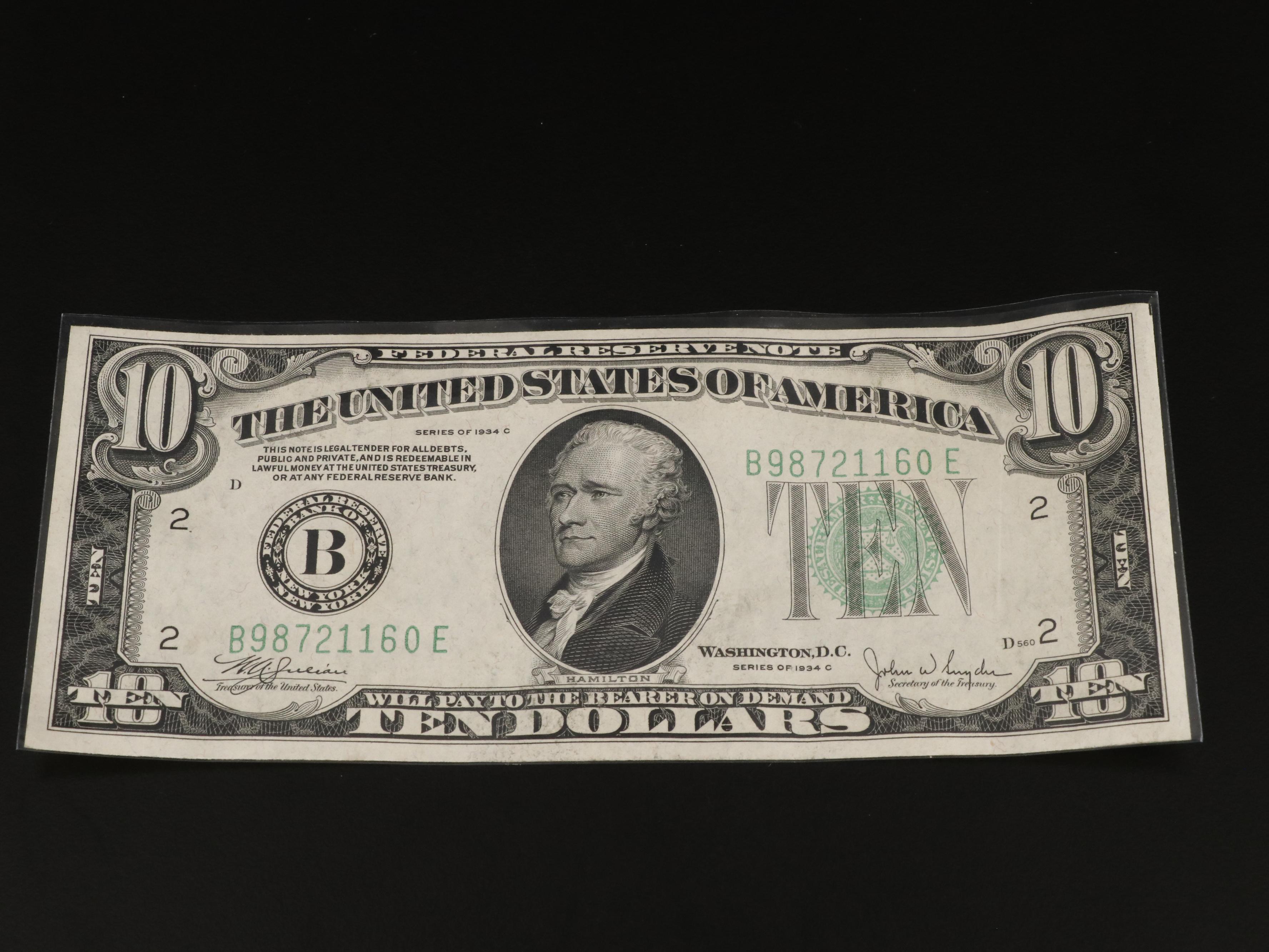 group-of-twelve-uncirculated-1934-c-ten-dollar-federal-reserve-notes