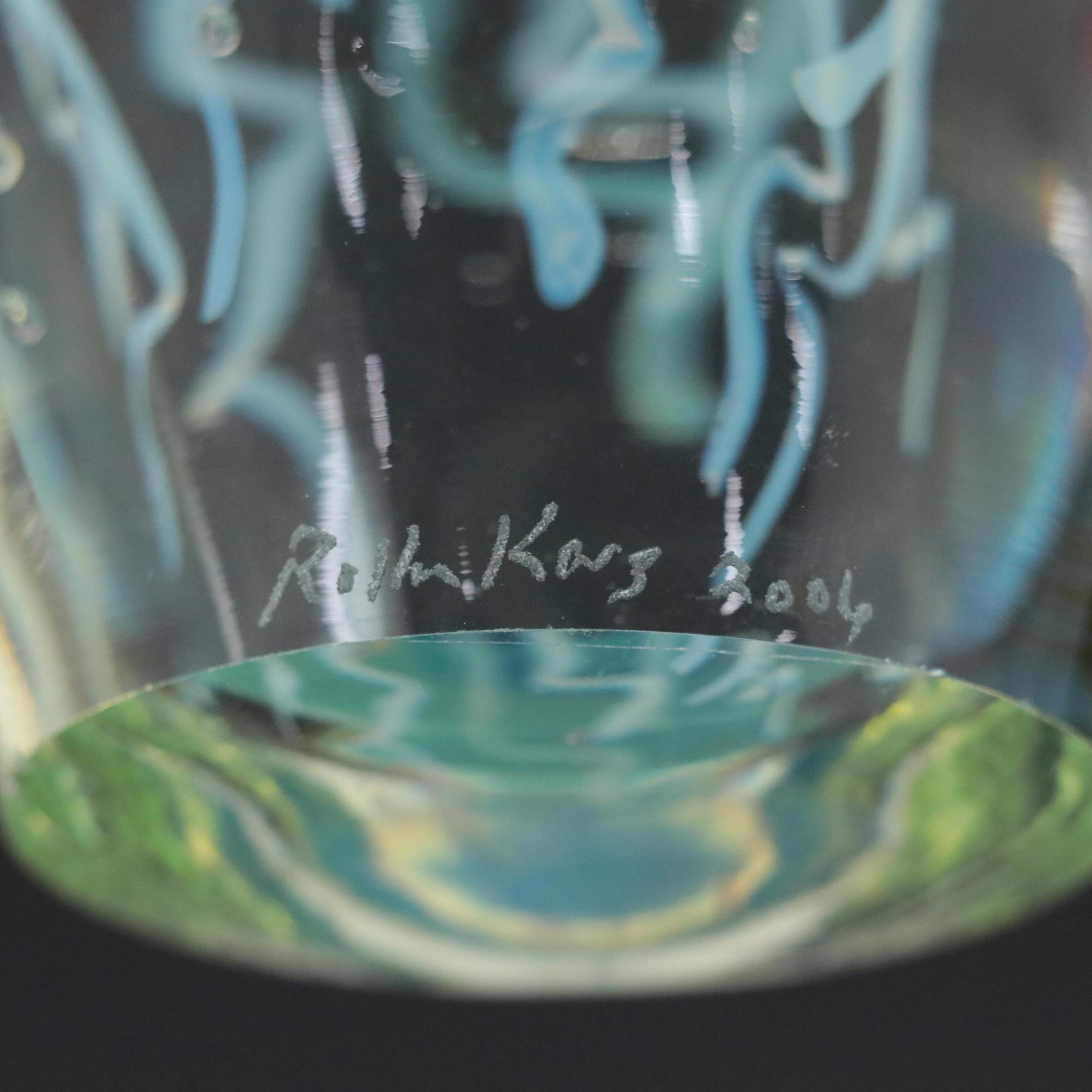 Rollin Karg Handcrafted Opalescent Studio Art Glass Jellyfish Paperweight, 2006