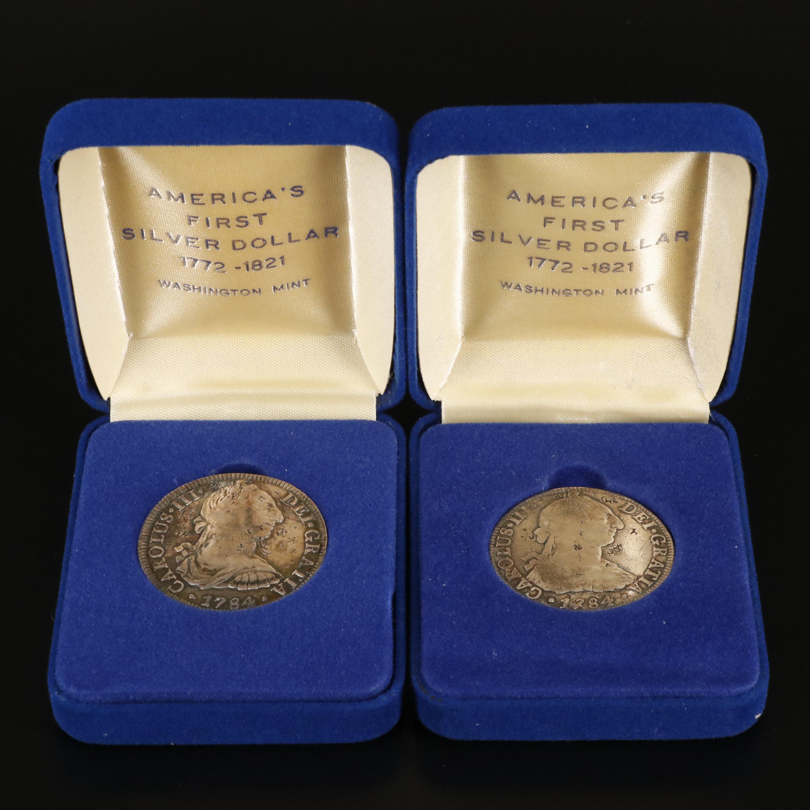 Two 1784 Spanish Colonial Mexico 8 Reales With Chop Marks