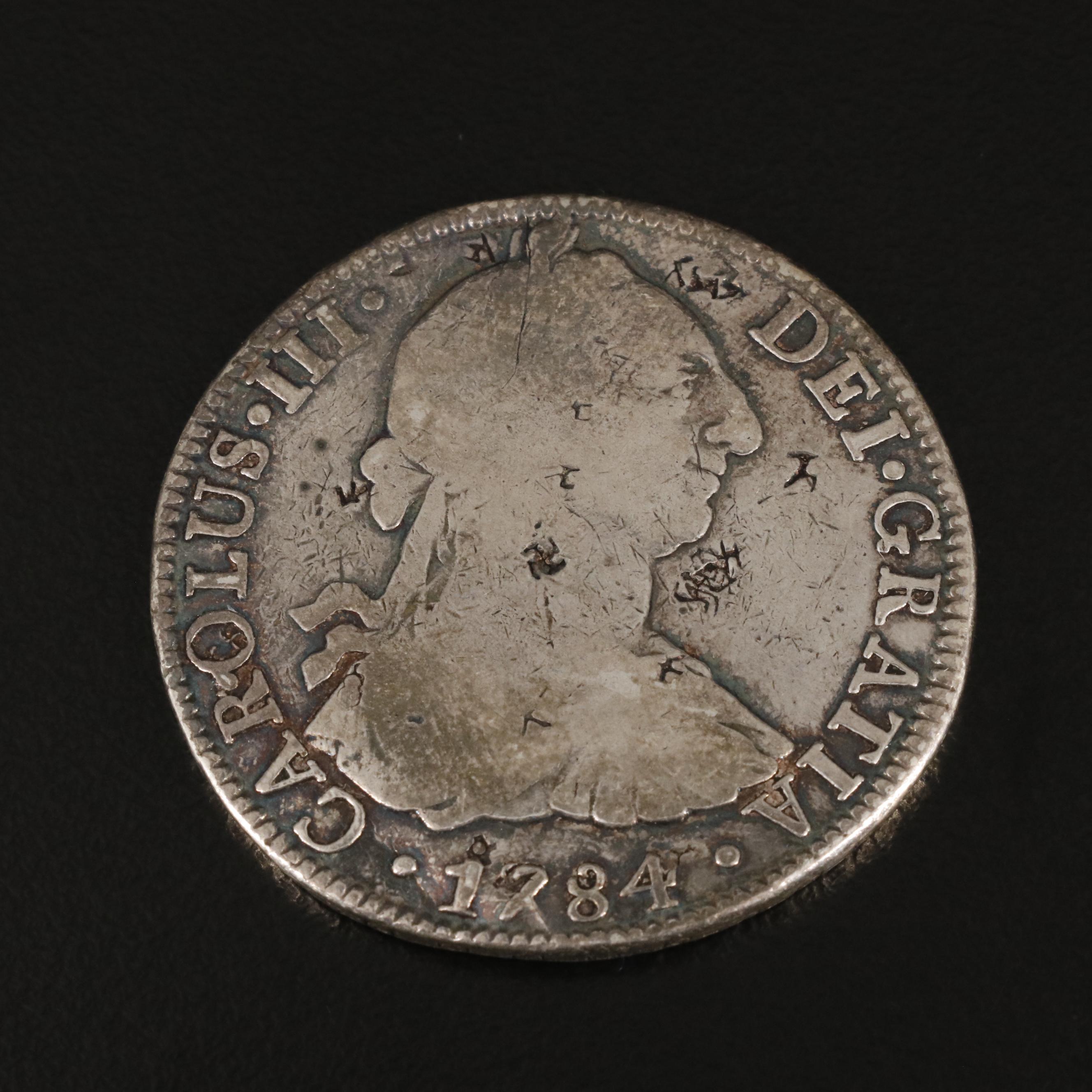 Two 1784 Spanish Colonial Mexico 8 Reales With Chop Marks