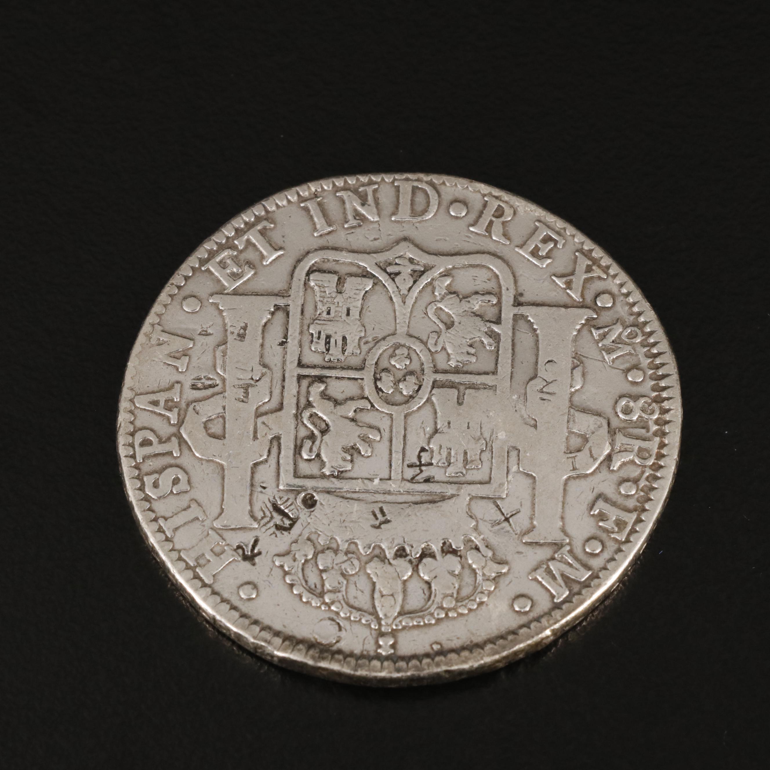 Two 1784 Spanish Colonial Mexico 8 Reales With Chop Marks