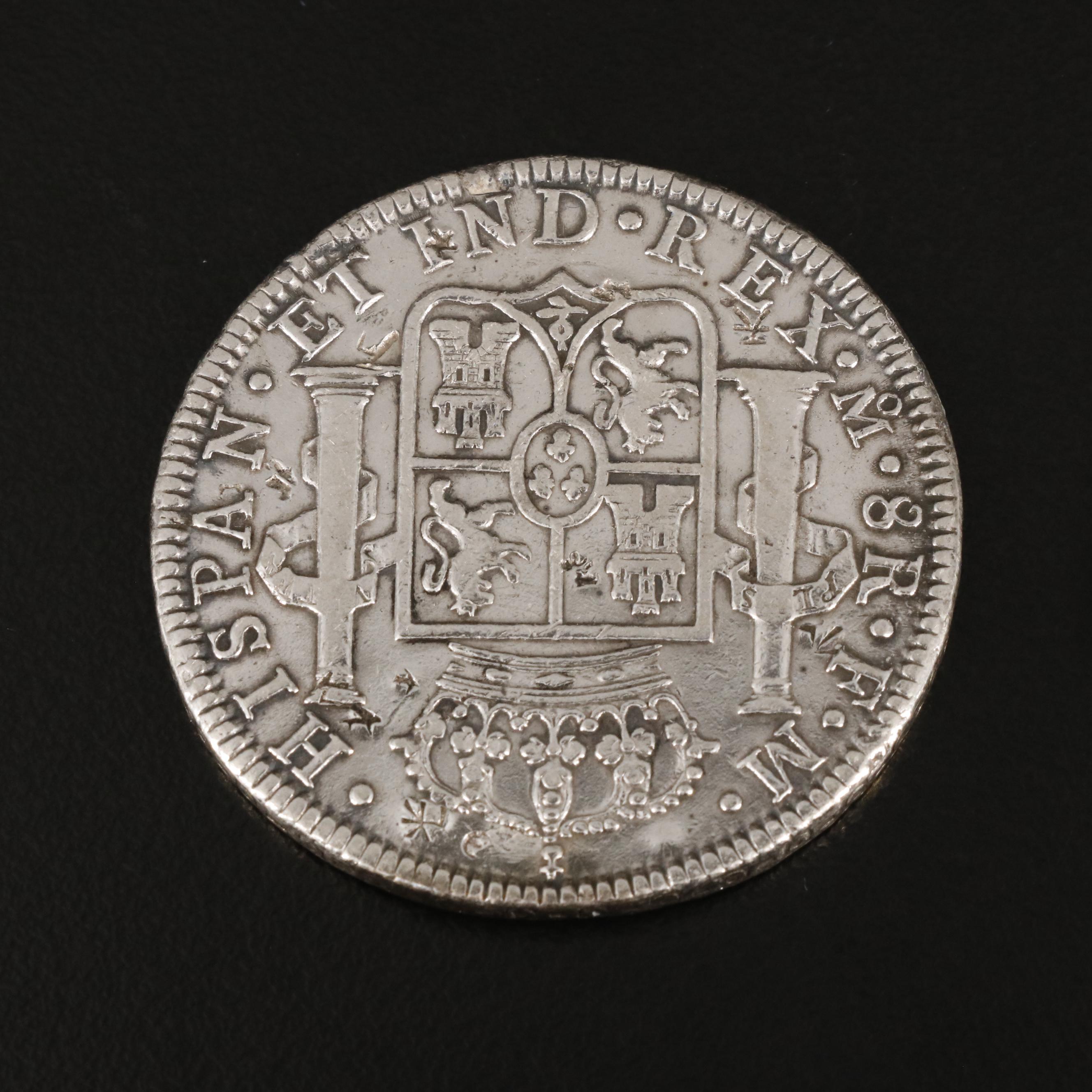 Two 1784 Spanish Colonial Mexico 8 Reales With Chop Marks