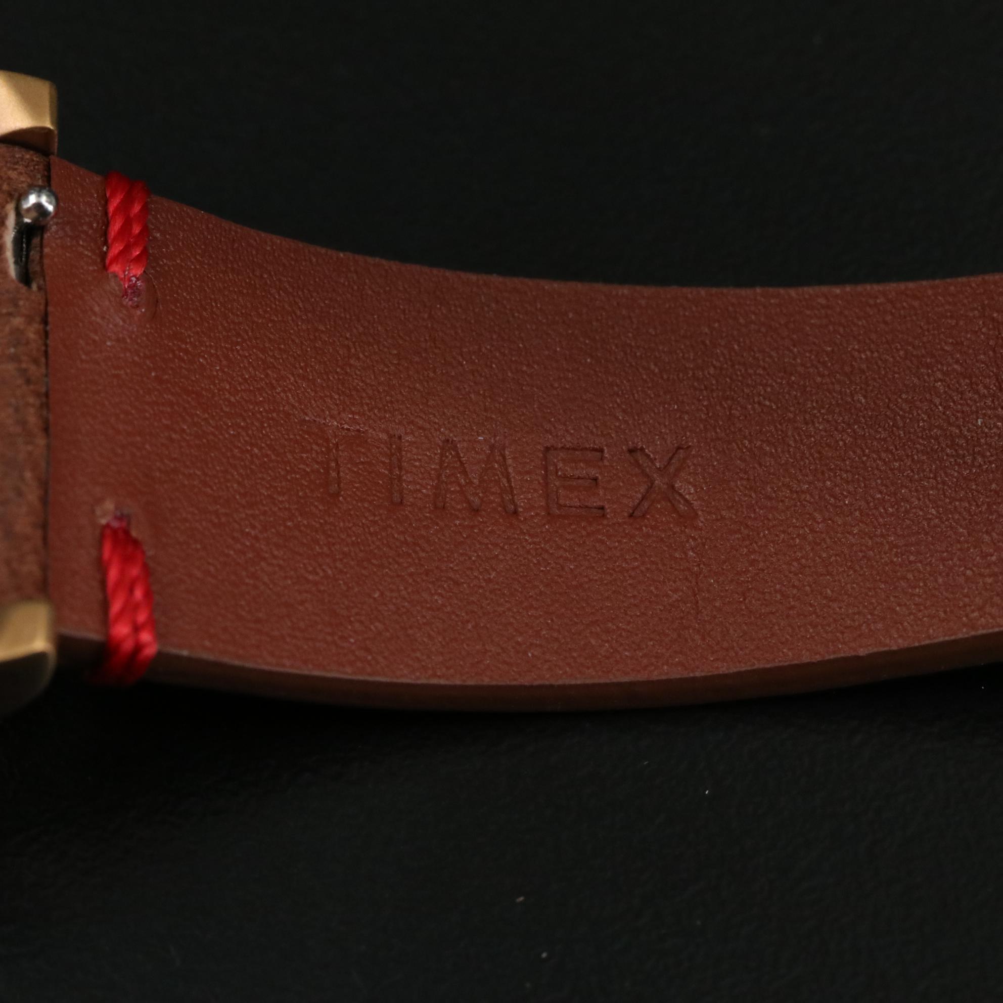 Timex MK1 Quartz Watch with Black Dial and Brown Leather Strap