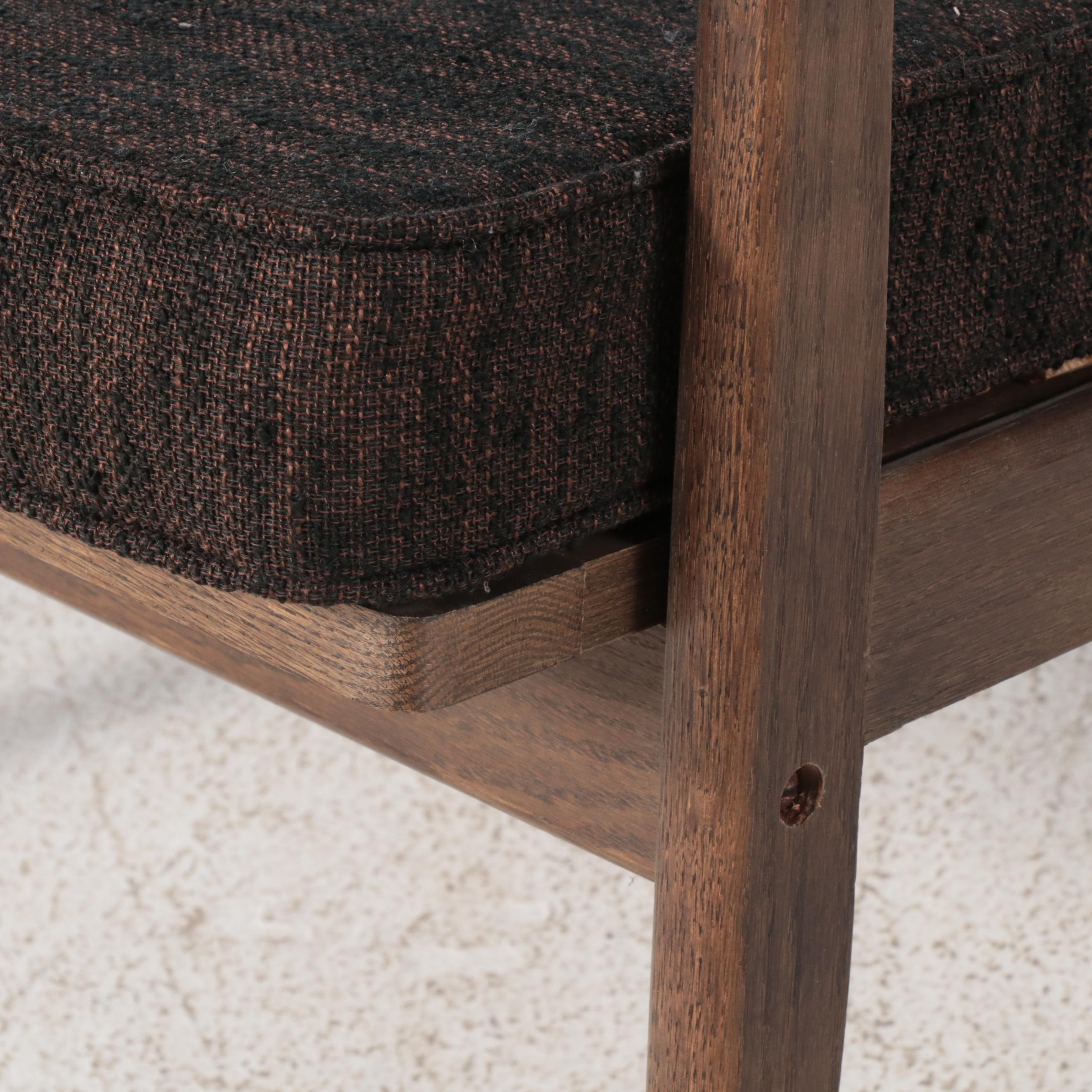 Frank & Son Mid Century Modern Armchair with Teak and Leather Magazine Rack