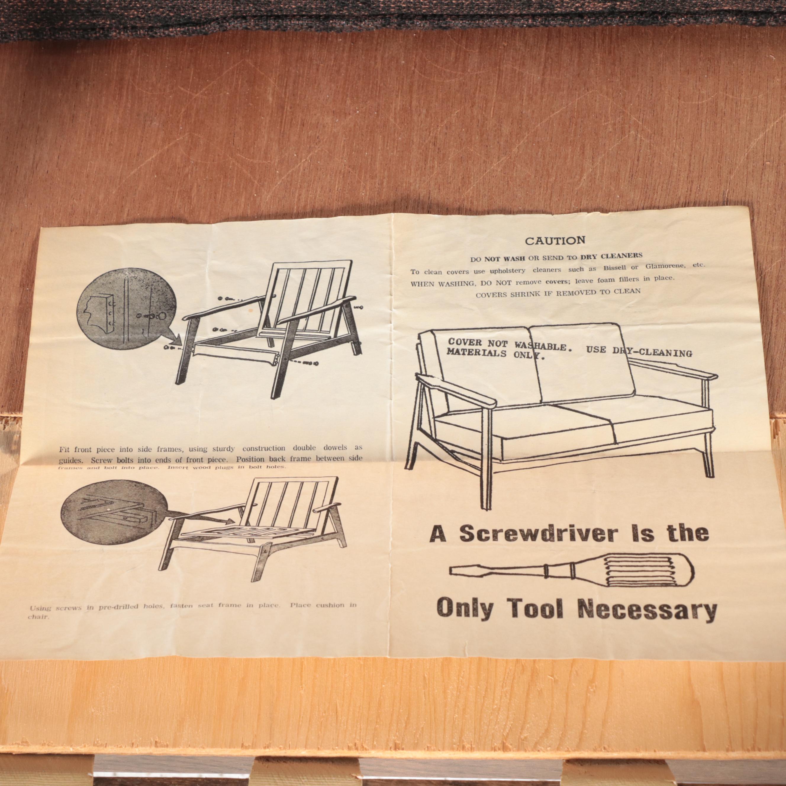 Frank & Son Mid Century Modern Armchair with Teak and Leather Magazine Rack