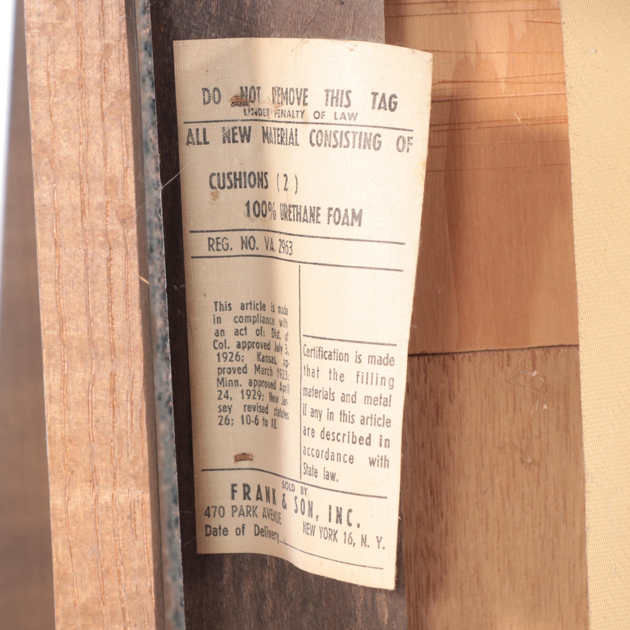 Frank & Son Mid Century Modern Armchair with Teak and Leather Magazine Rack