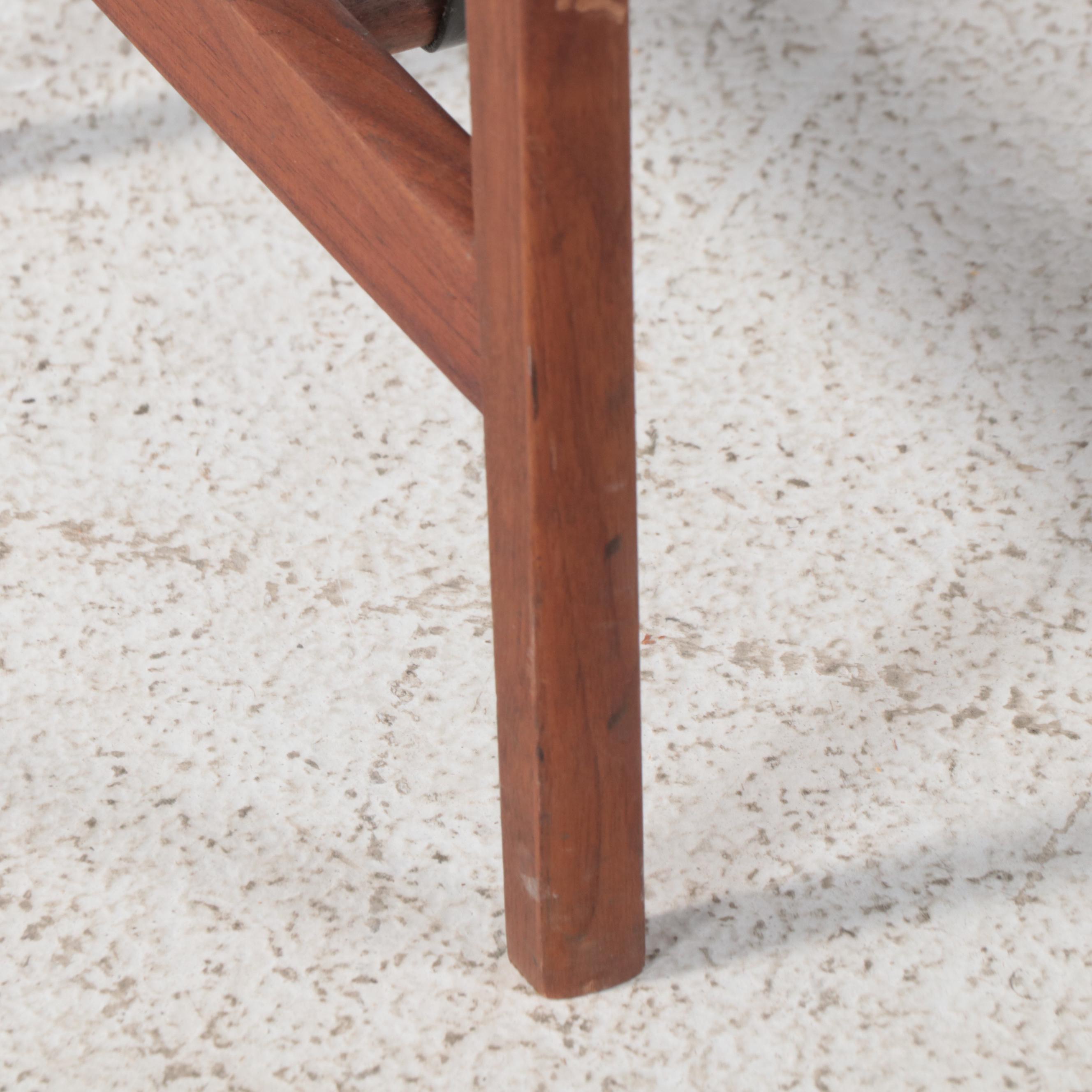 Frank & Son Mid Century Modern Armchair with Teak and Leather Magazine Rack