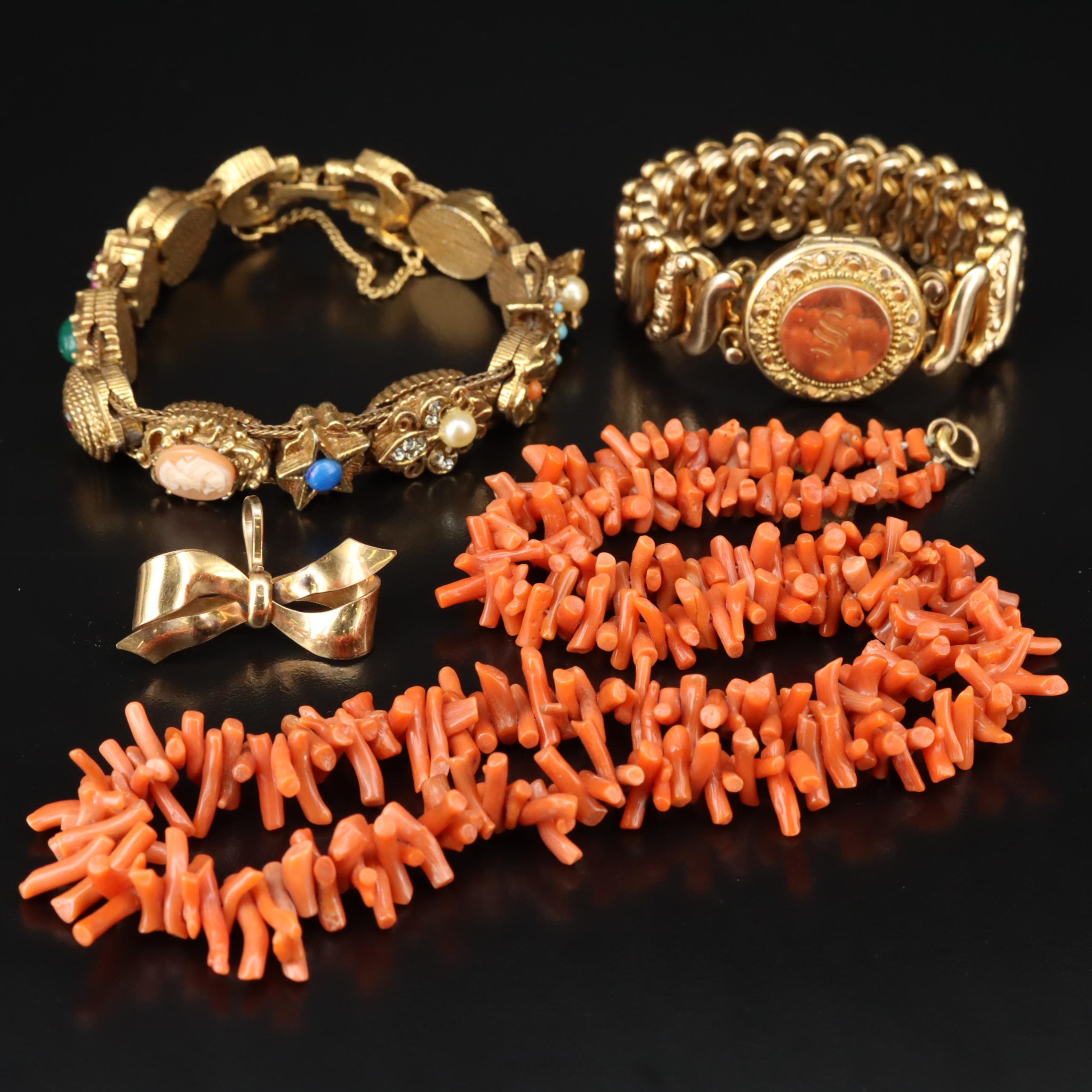 D.F. Briggs Co. "Carmen" Locket Bracelet & Coral Featured in Vintage Jewelry