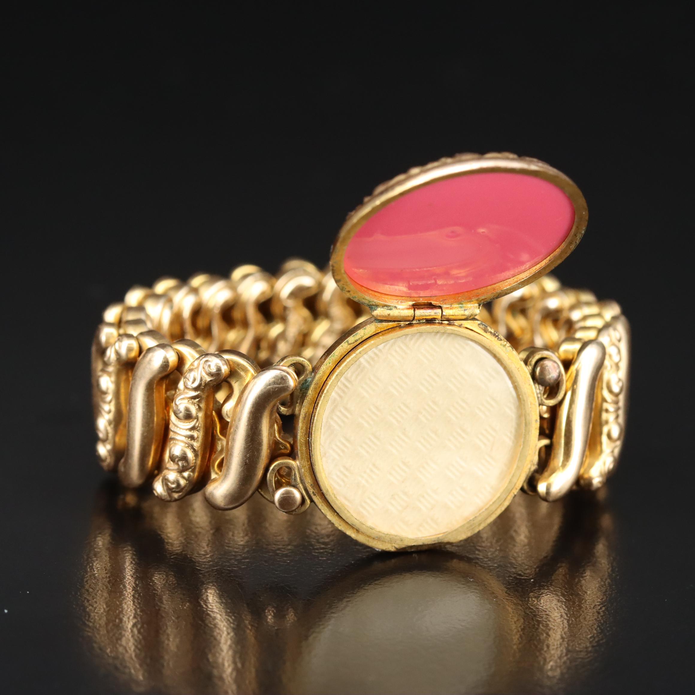 D.F. Briggs Co. "Carmen" Locket Bracelet & Coral Featured in Vintage Jewelry