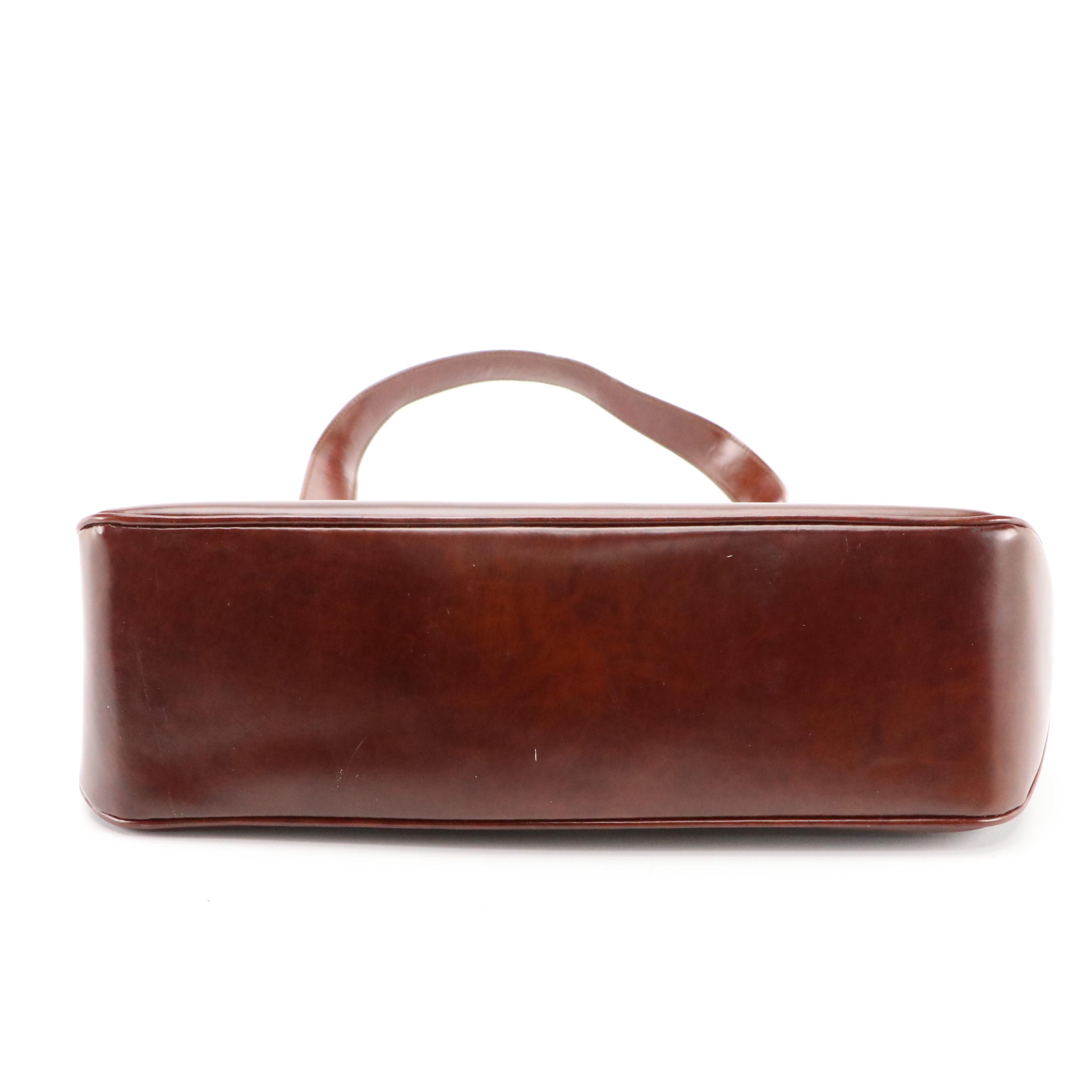 Salvatore Ferragamo Mahogany Brown Leather Front Flap Shoulder Bag