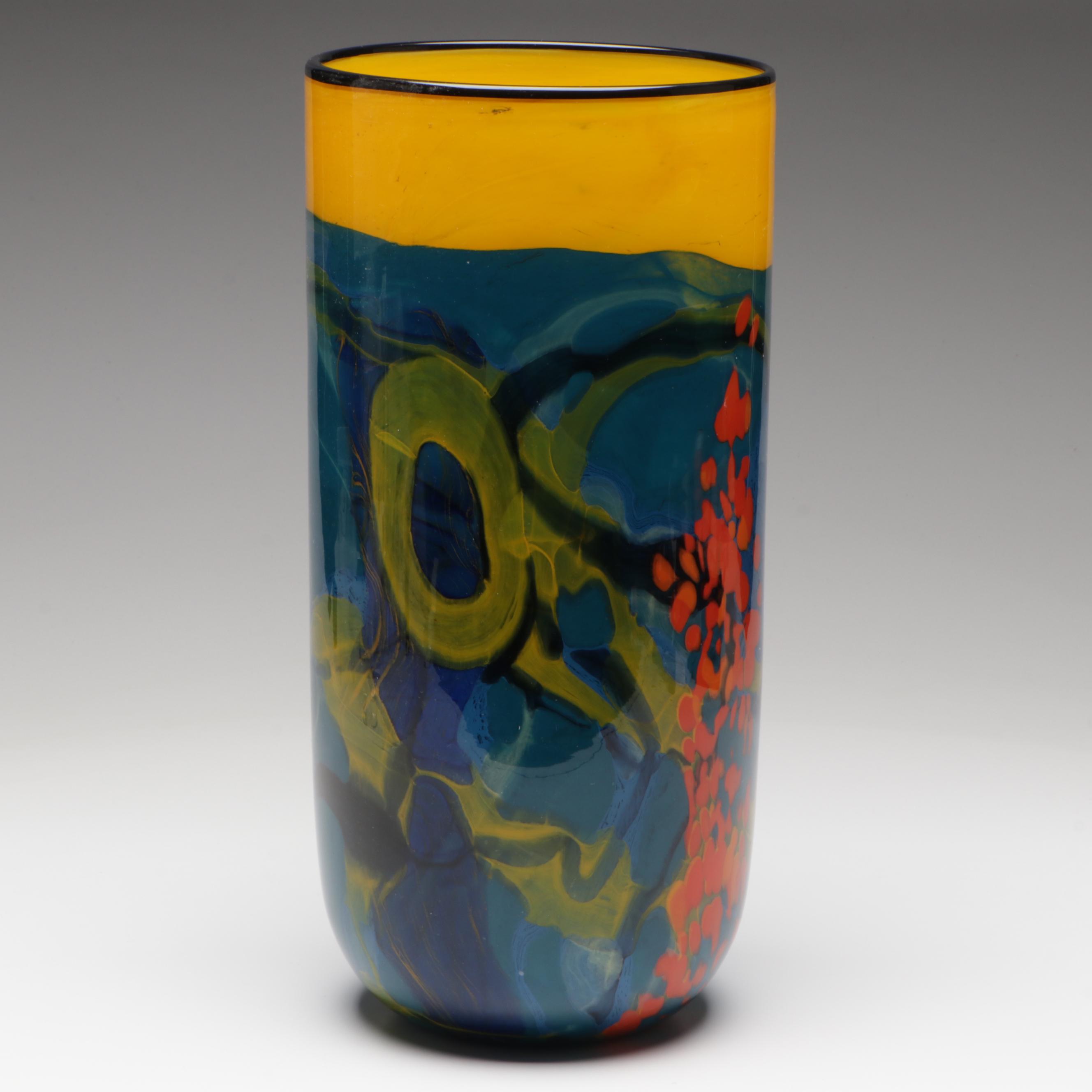 Ioan Nemtoi Abstract Pattern Art Glass Vase