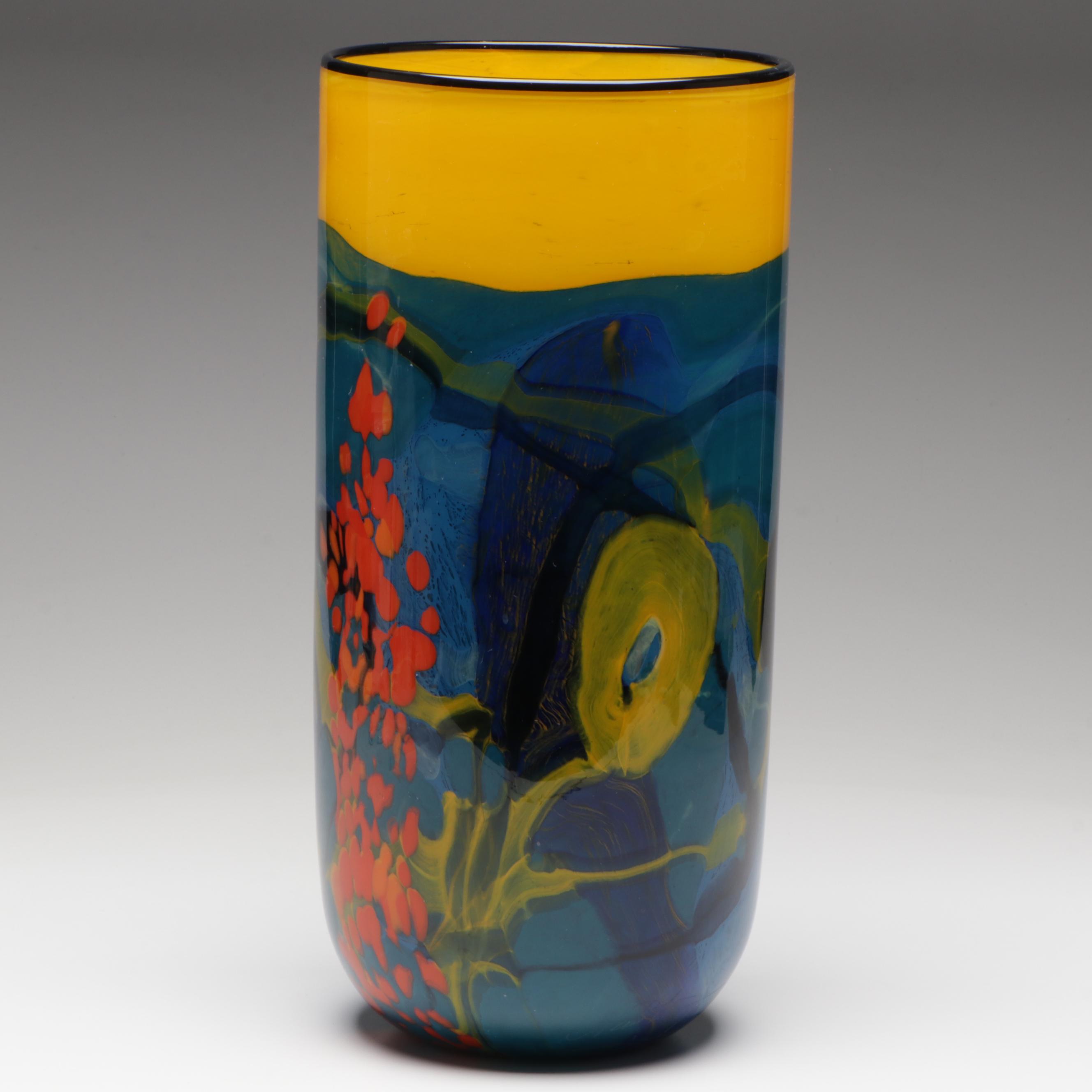 Ioan Nemtoi Abstract Pattern Art Glass Vase