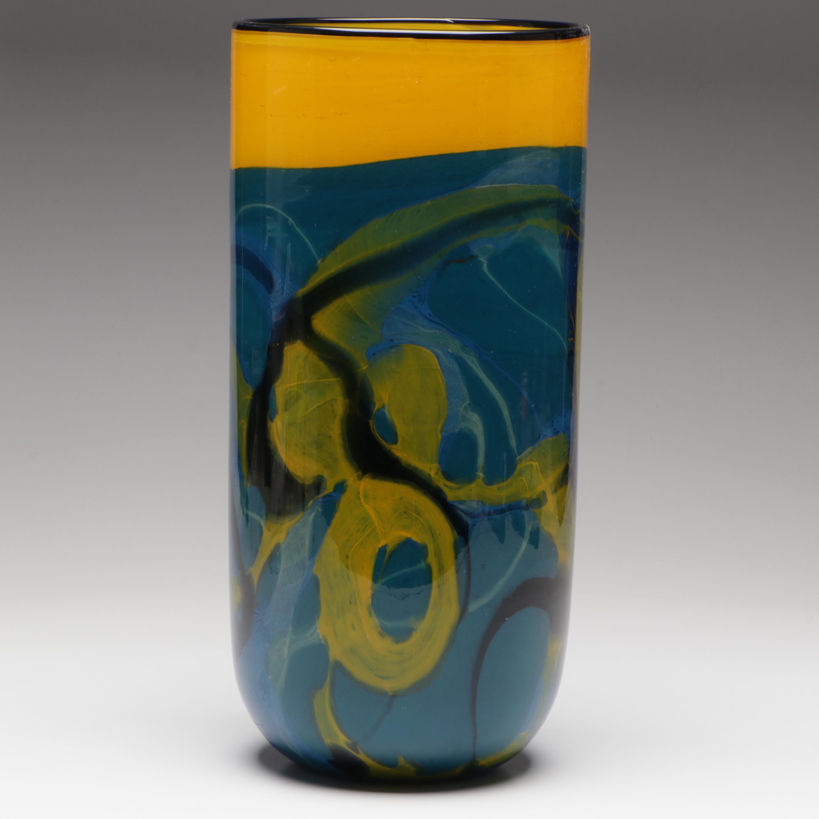 Ioan Nemtoi Abstract Pattern Art Glass Vase