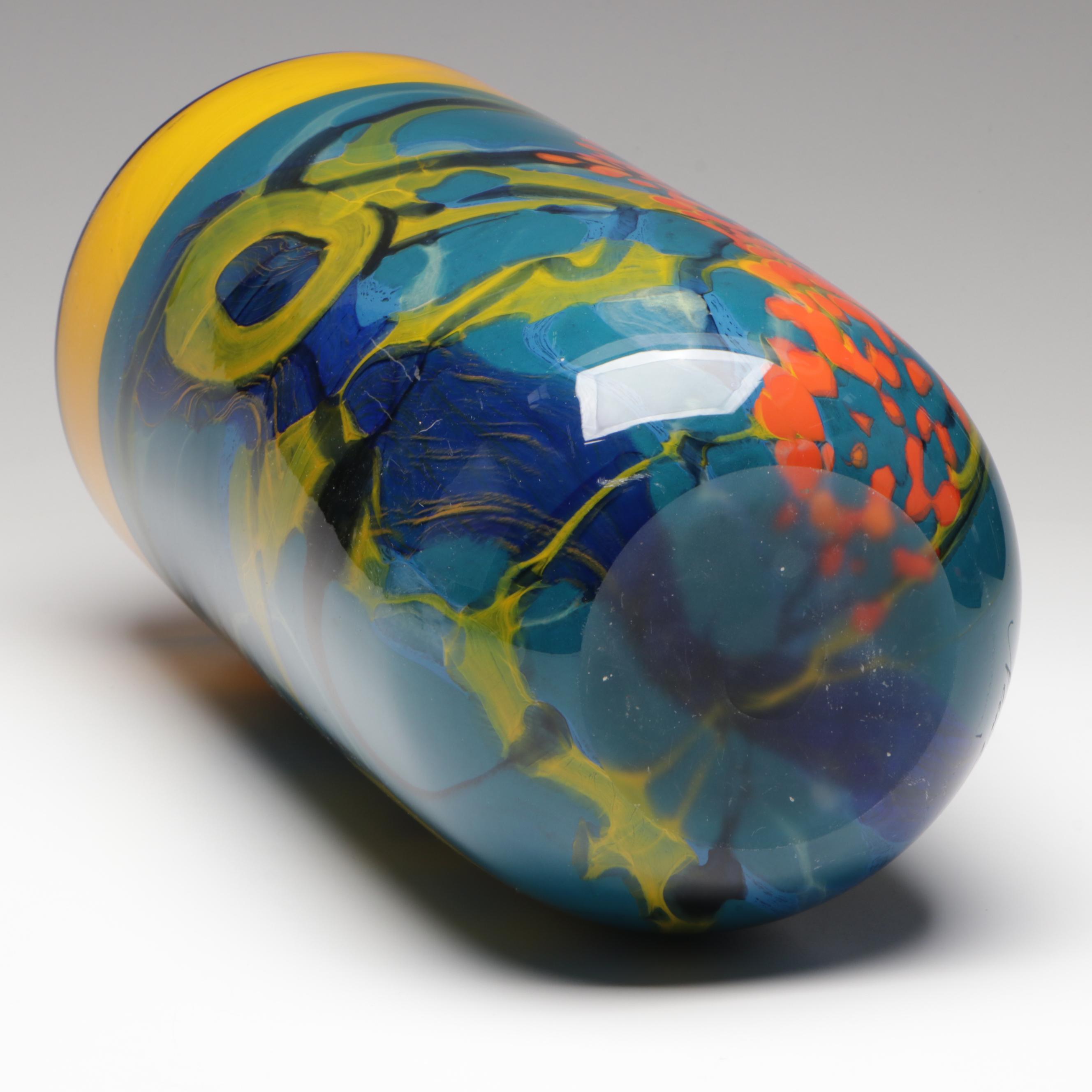Ioan Nemtoi Abstract Pattern Art Glass Vase