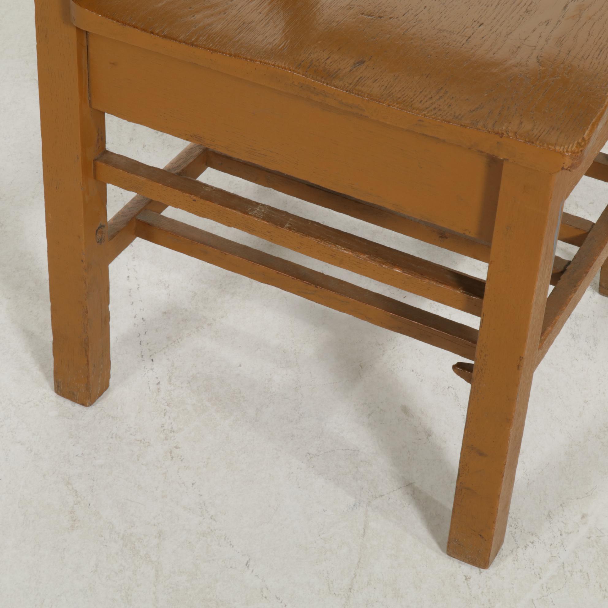 Two Oak Tablet-Arm School Chairs, Early to Mid 20th Century