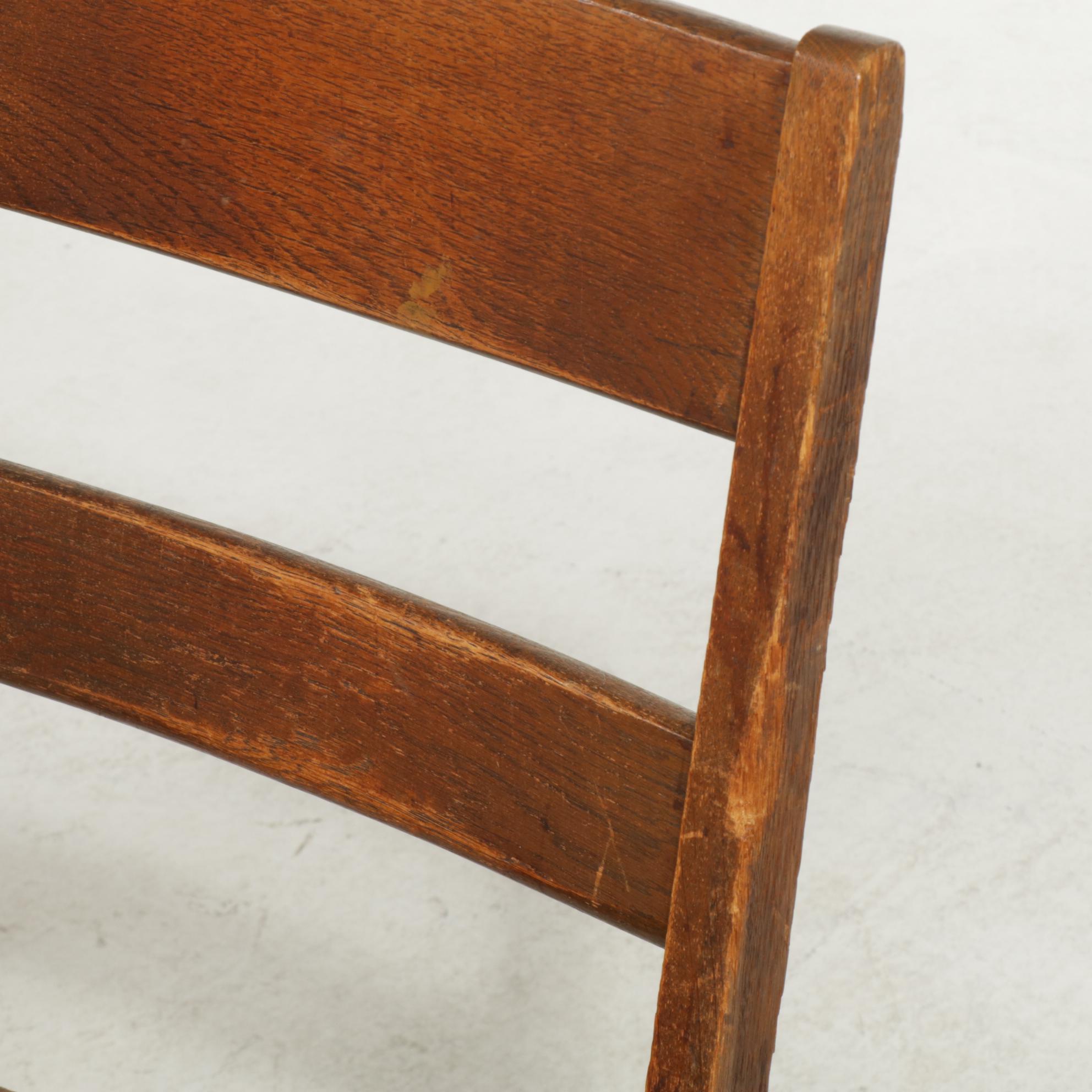 Two Oak Tablet-Arm School Chairs, Early to Mid 20th Century
