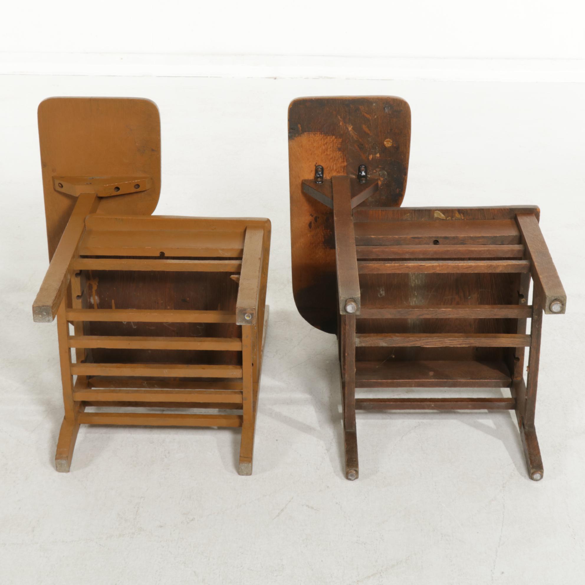 Two Oak Tablet-Arm School Chairs, Early to Mid 20th Century