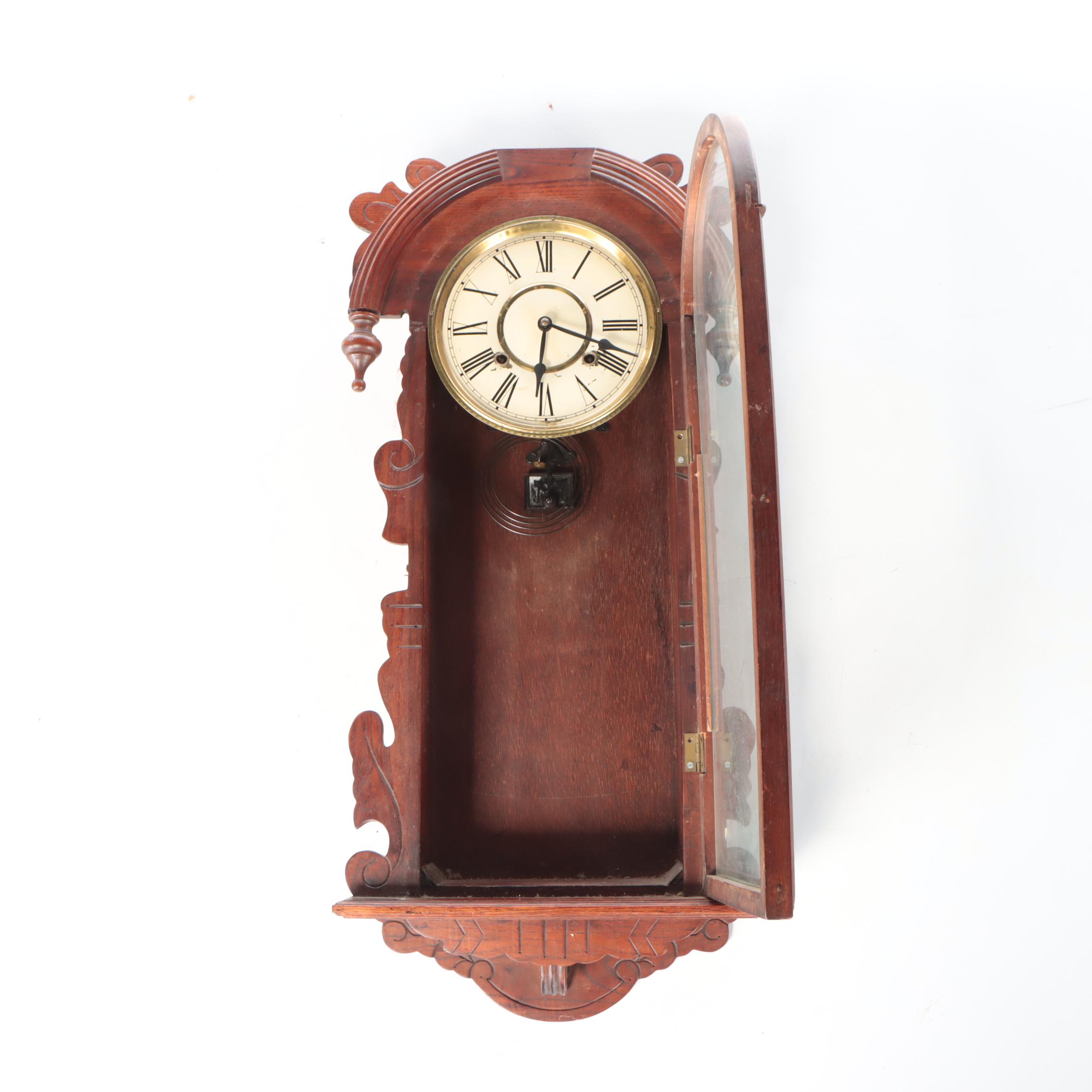 Eastlake Style Walnut Wall Clock