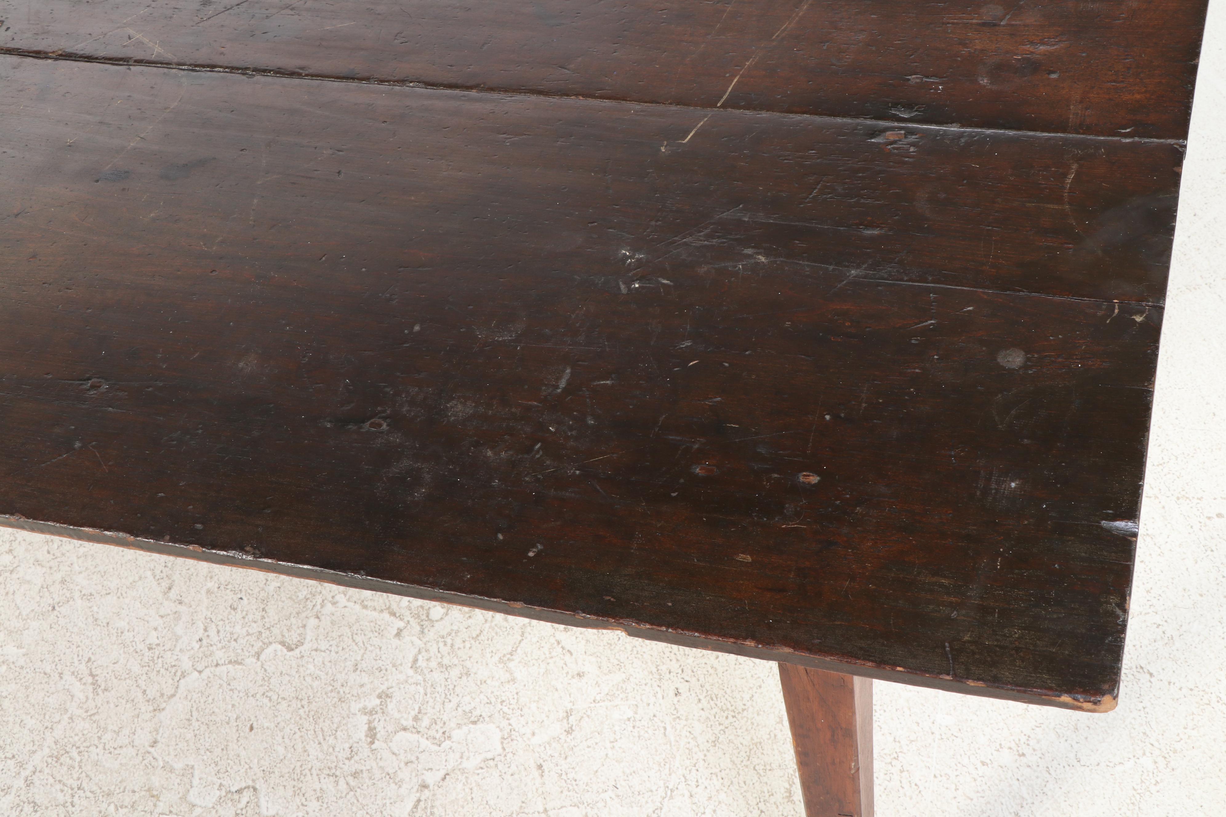 Primitive Two-Board Poplar and Cherry Harvest Table, 19th Century
