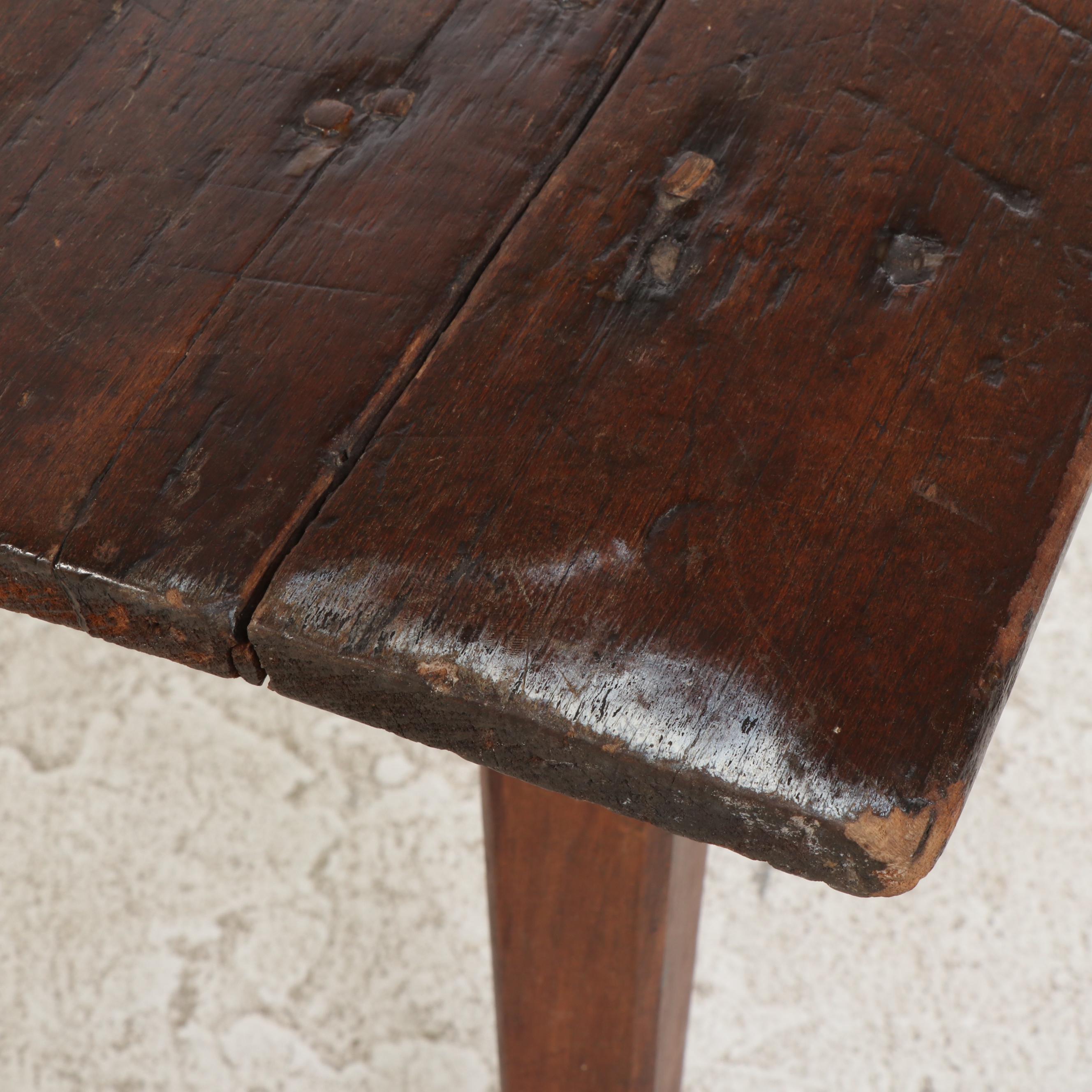 Primitive Two-Board Poplar and Cherry Harvest Table, 19th Century