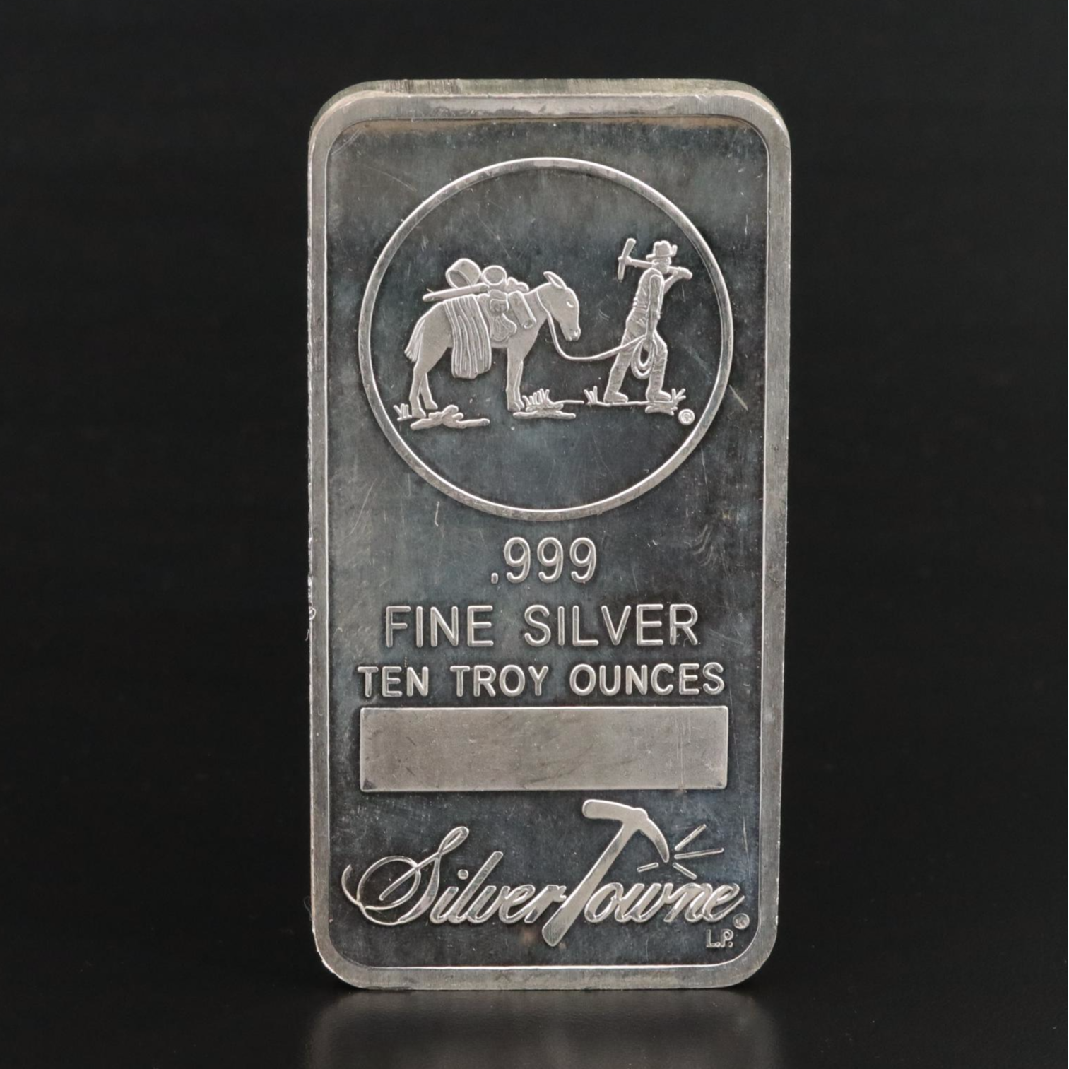 Ten Ounce Silver Towne .999 Silver Bar "Prospector"