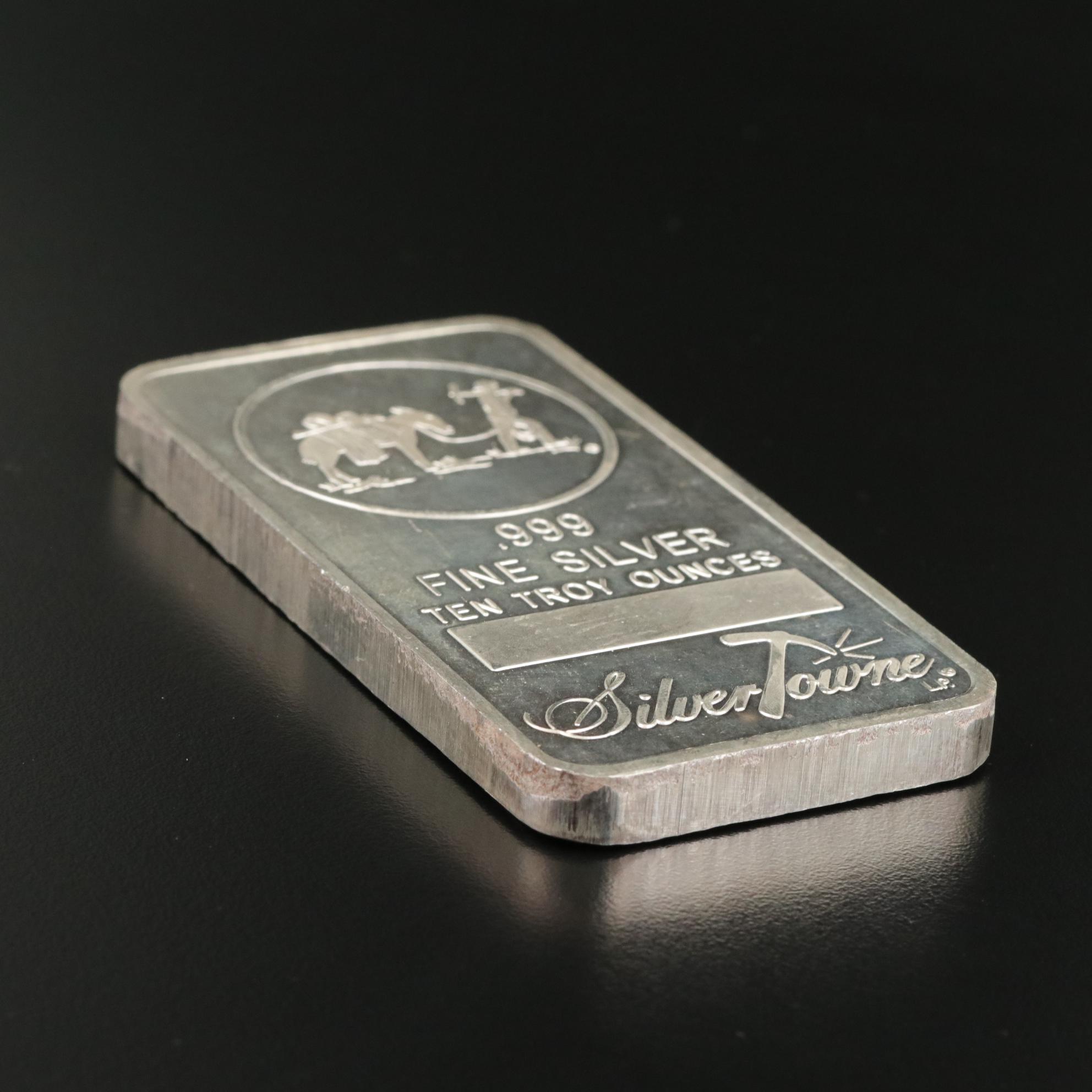 Ten Ounce Silver Towne .999 Silver Bar "Prospector"