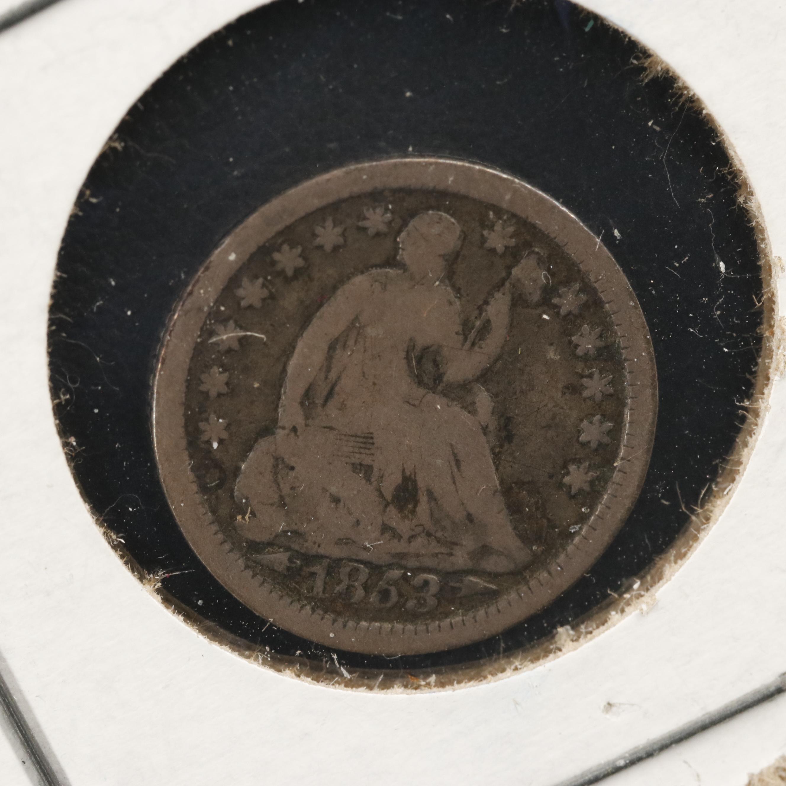 Collection of Thirty-Six Different U.S. Half Dimes Dated from 1829-1873