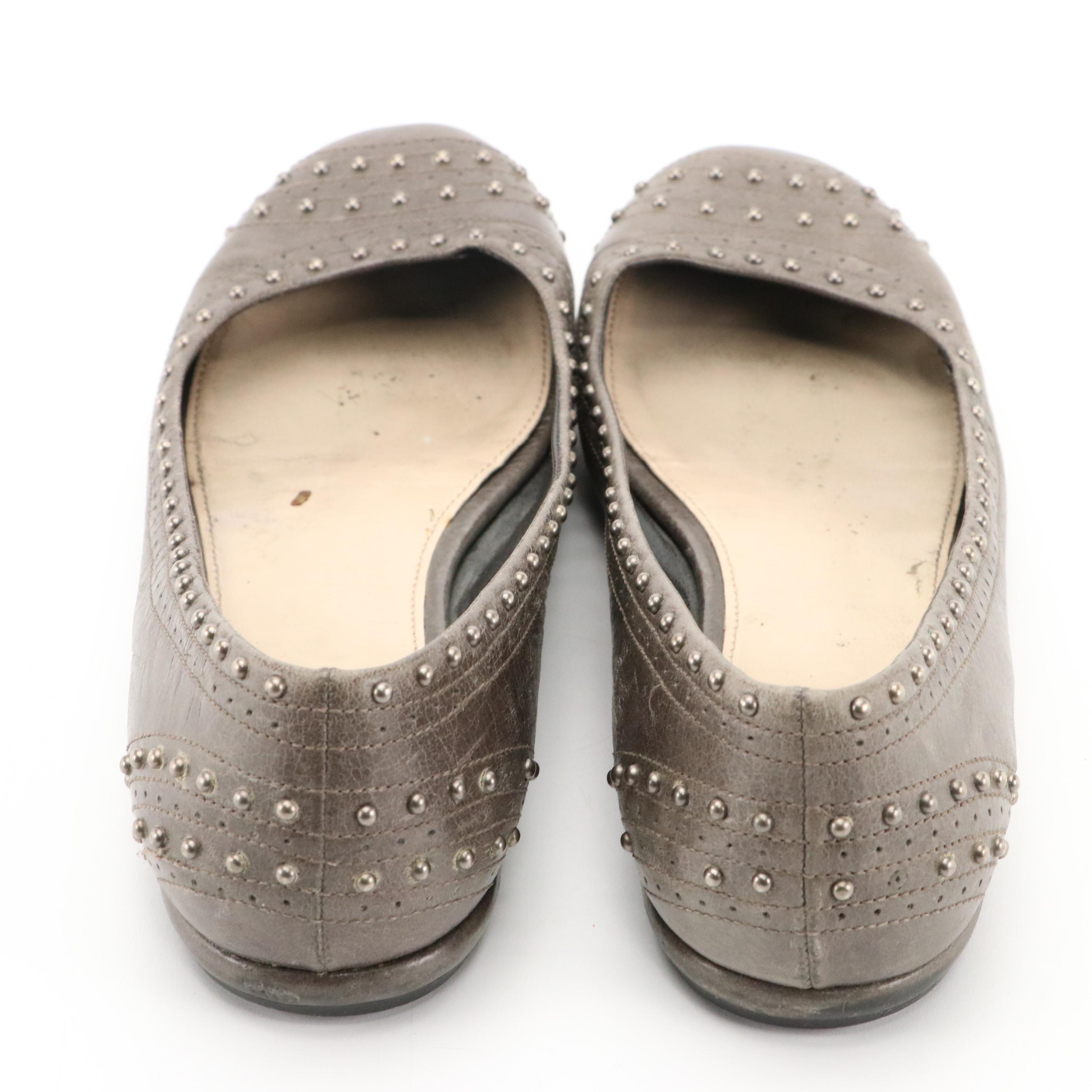 Prada Studded Leather Ballet Flats